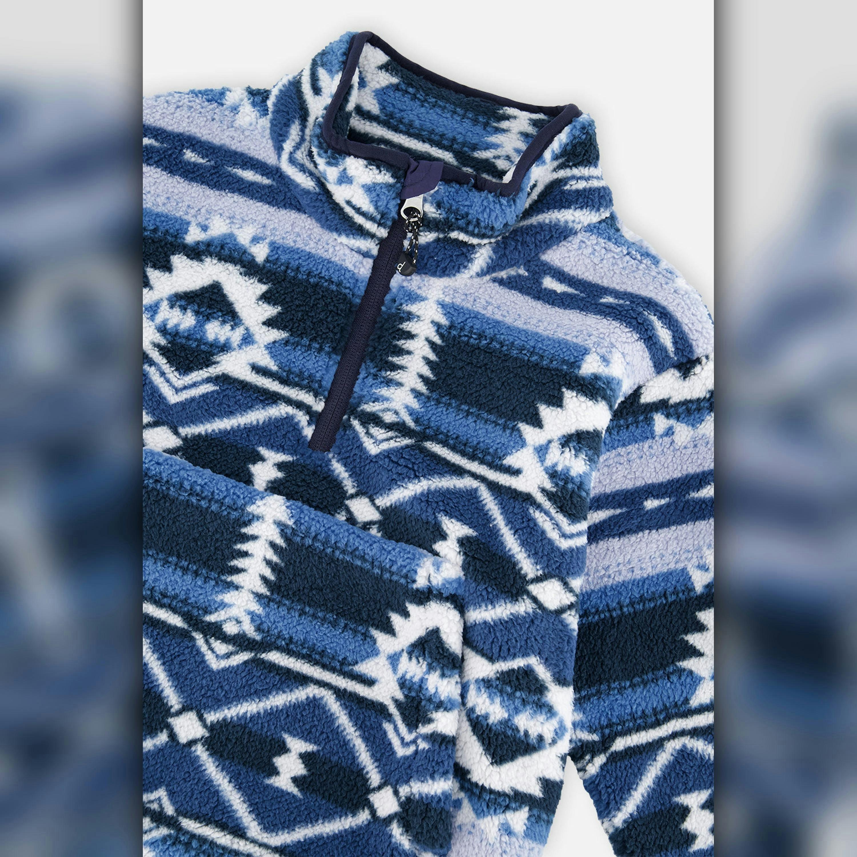 Mid-Season Plush Pullover Jacket Aztec Blue , view 5 of 5