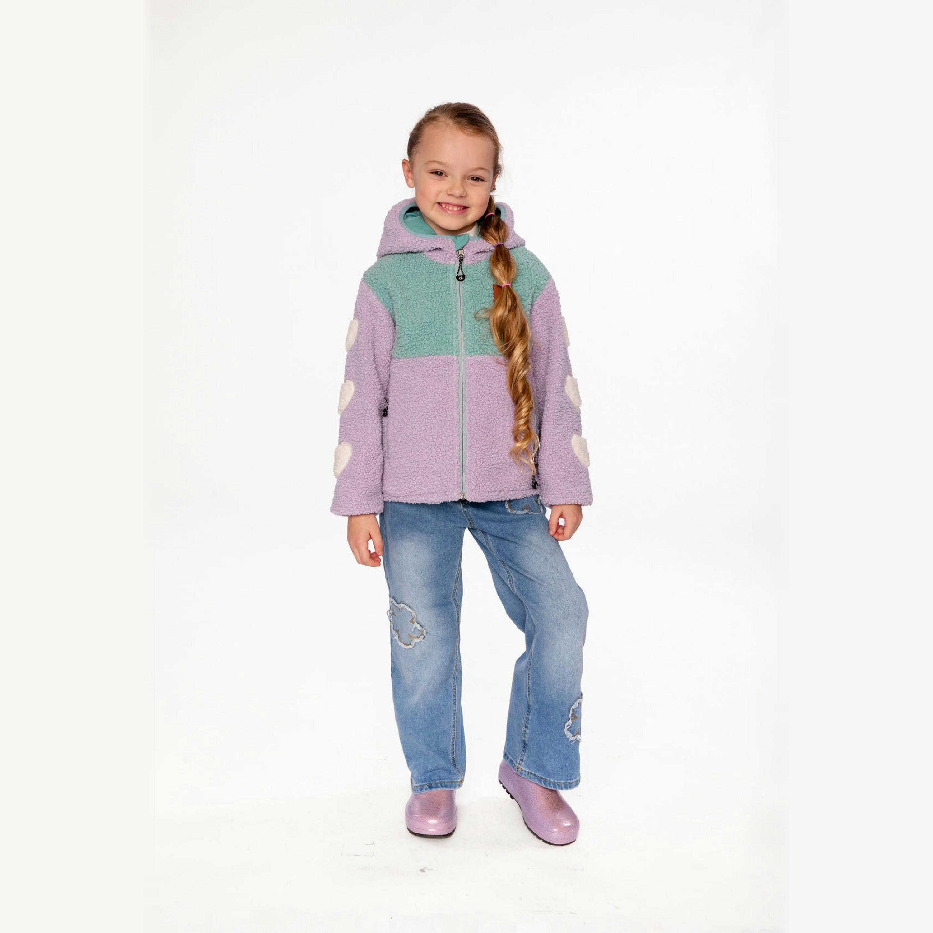 Reversible Mid-Season Jacket Pale Blue-Grey And Mauve , view 2 of 6