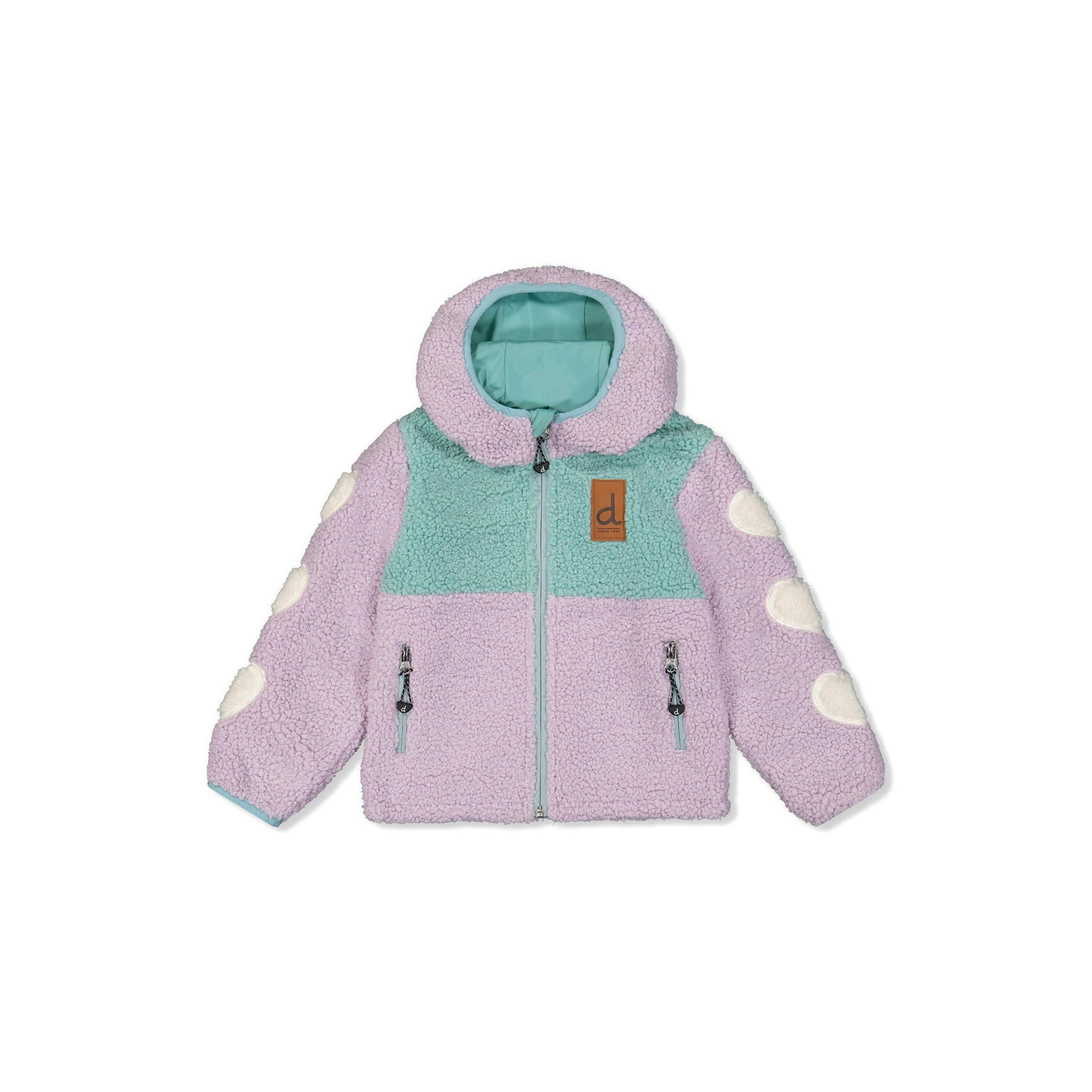 Reversible Mid-Season Jacket Pale Blue-Grey And Mauve , view 4 of 6