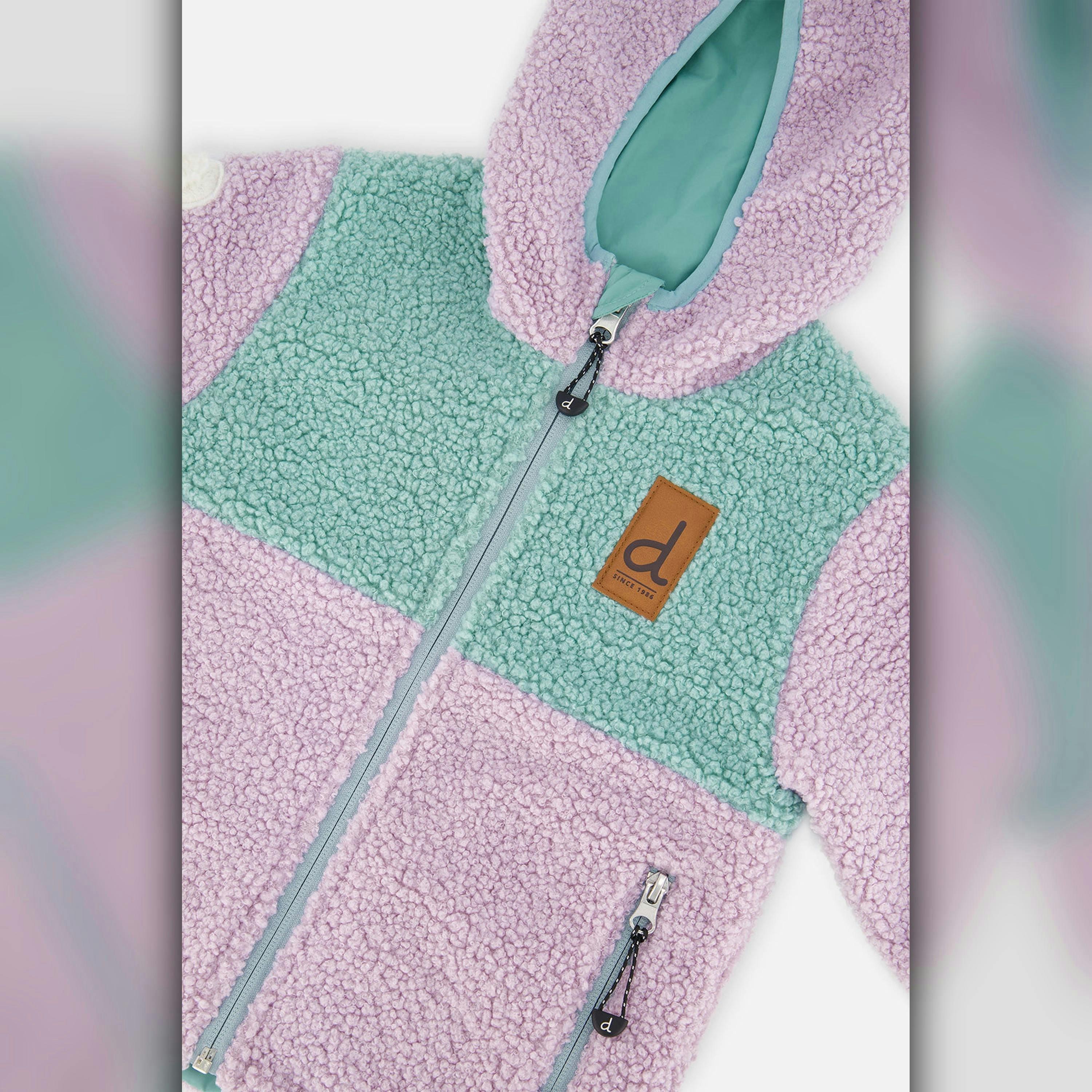 Reversible Mid-Season Jacket Pale Blue-Grey And Mauve , view 5 of 6