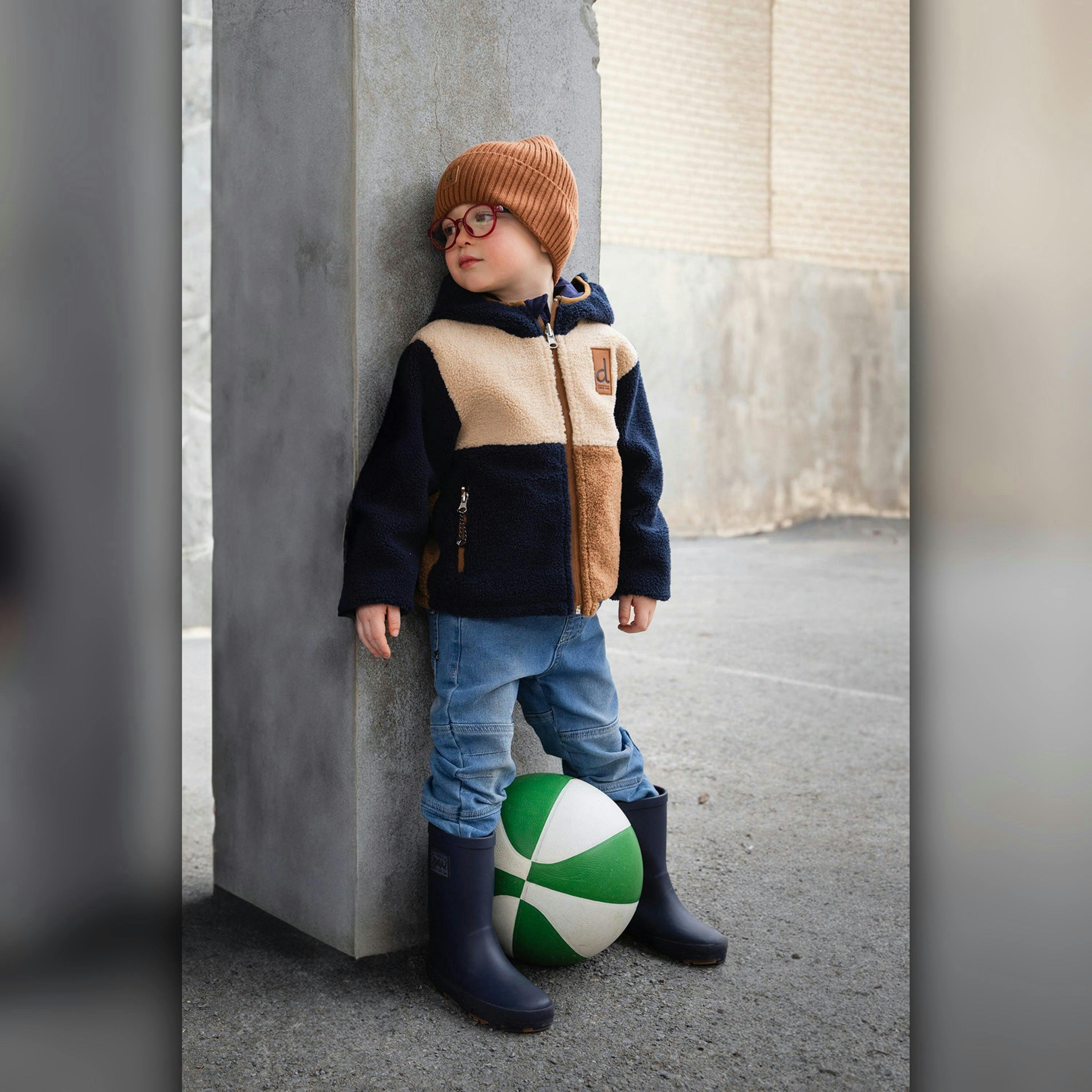 Baby Reversible Mid-Season Jacket Dark Blue, Beige And Brown , view 2 of 4