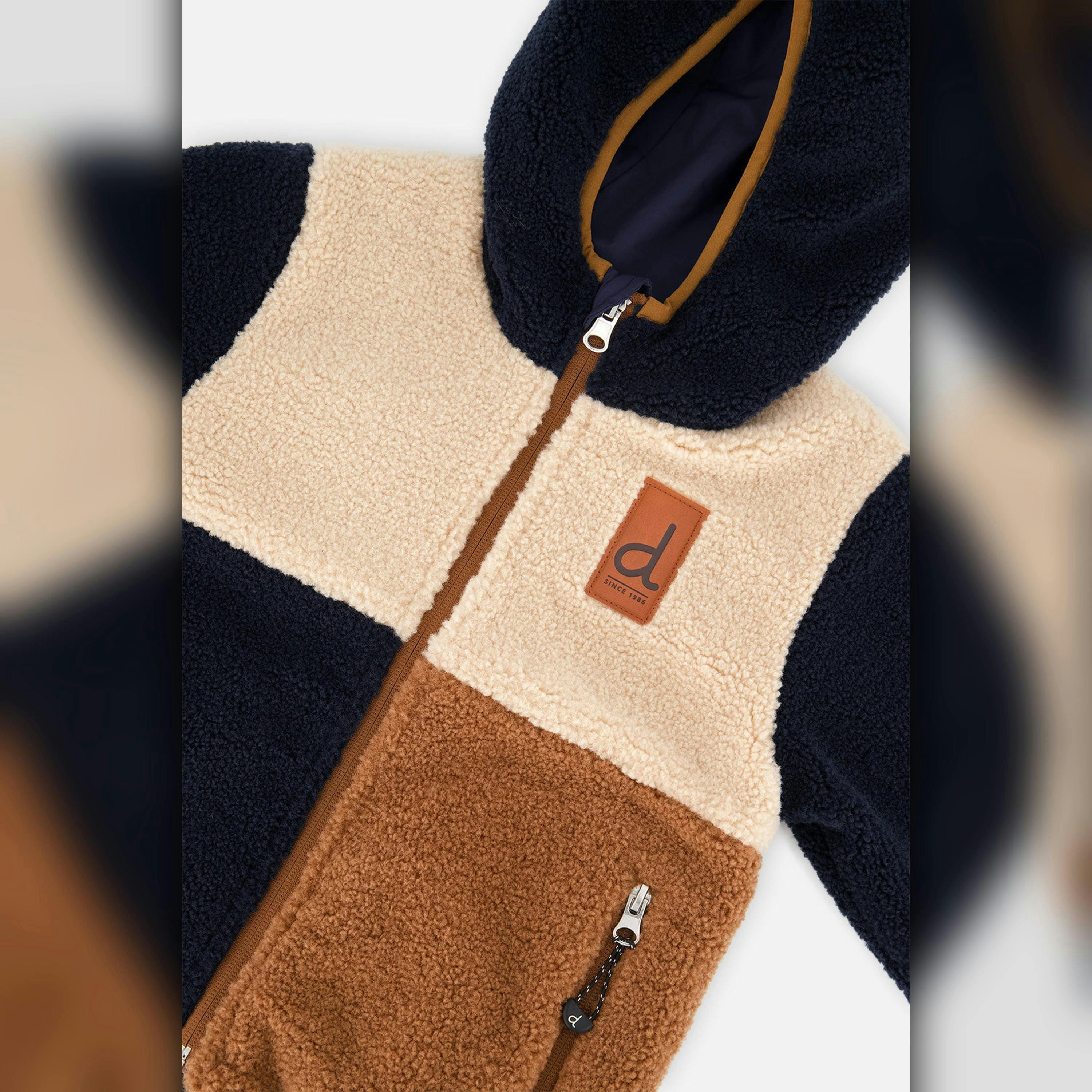 Baby Reversible Mid-Season Jacket Dark Blue, Beige And Brown , view 3 of 4