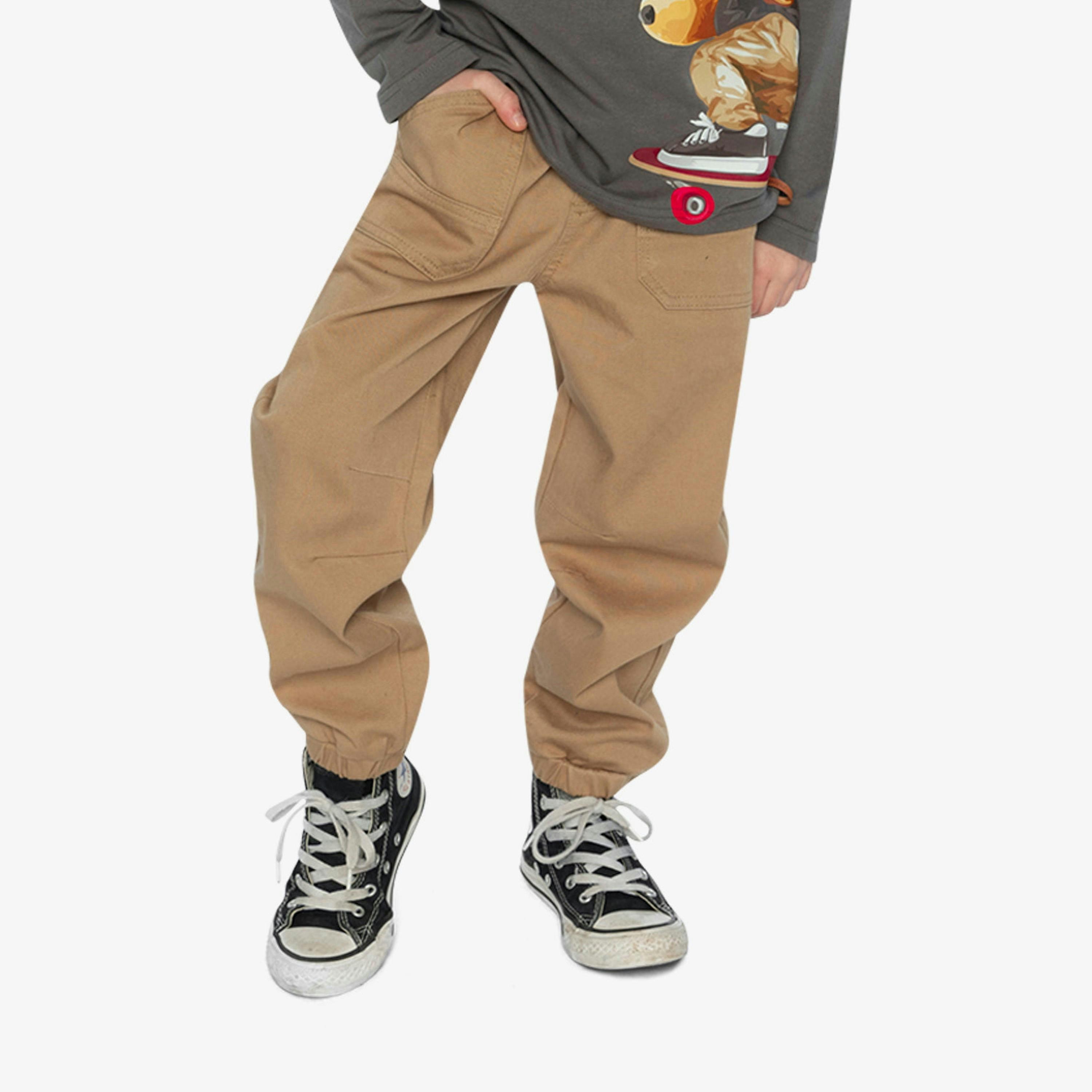 Stretch Canvas Jogger Pants Beige , view 2 of 6
