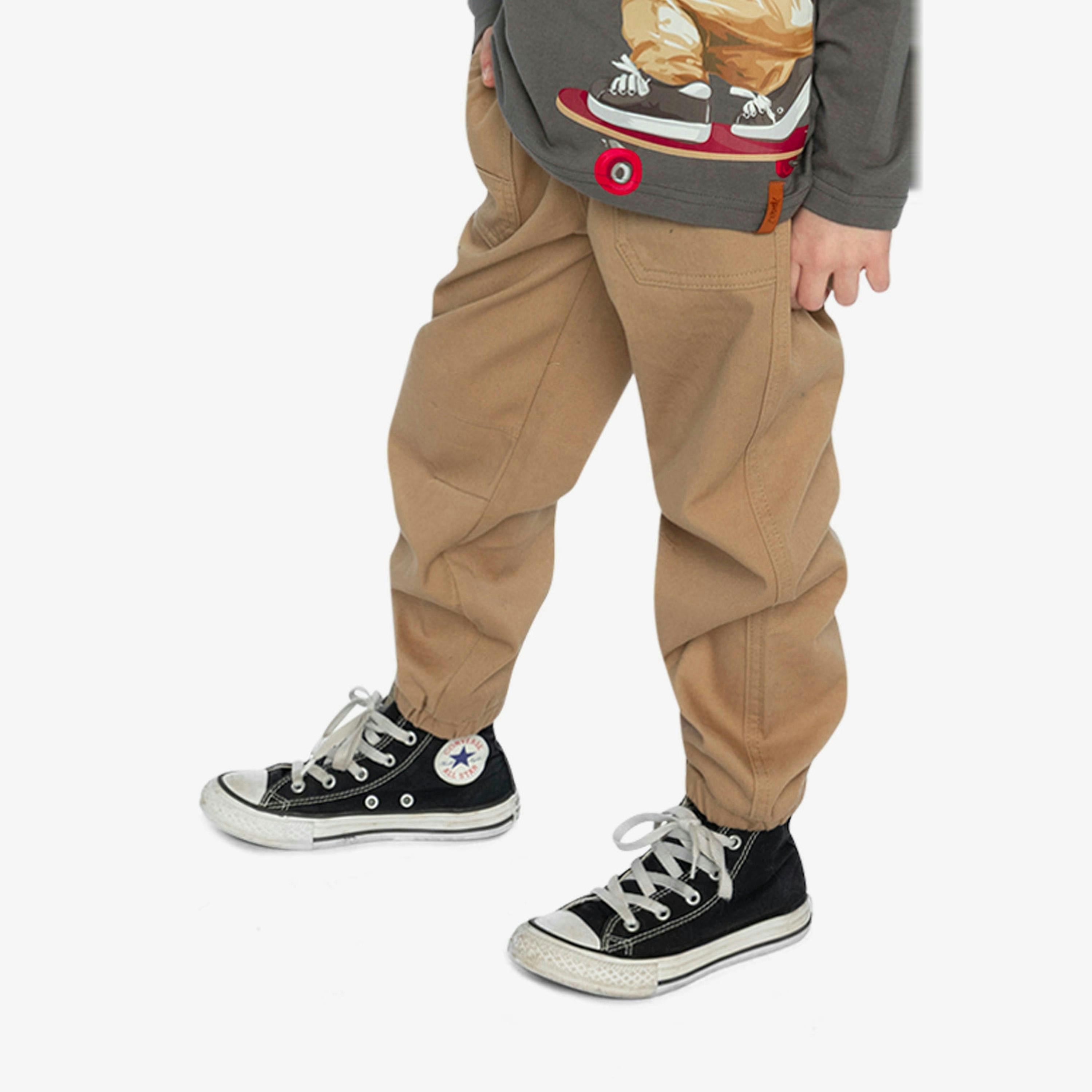 Stretch Canvas Jogger Pants Beige , view 3 of 6