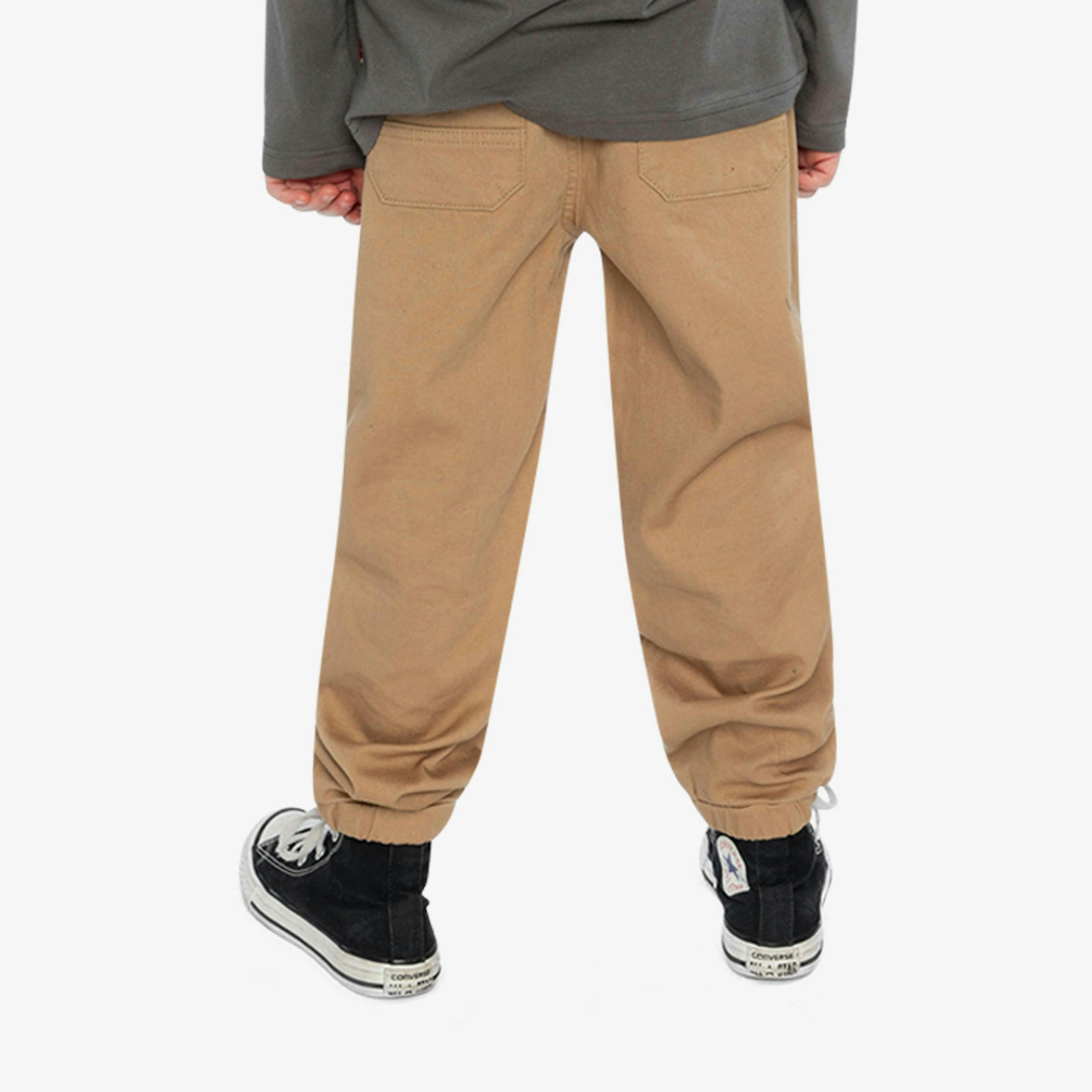 Stretch Canvas Jogger Pants Beige , view 4 of 6