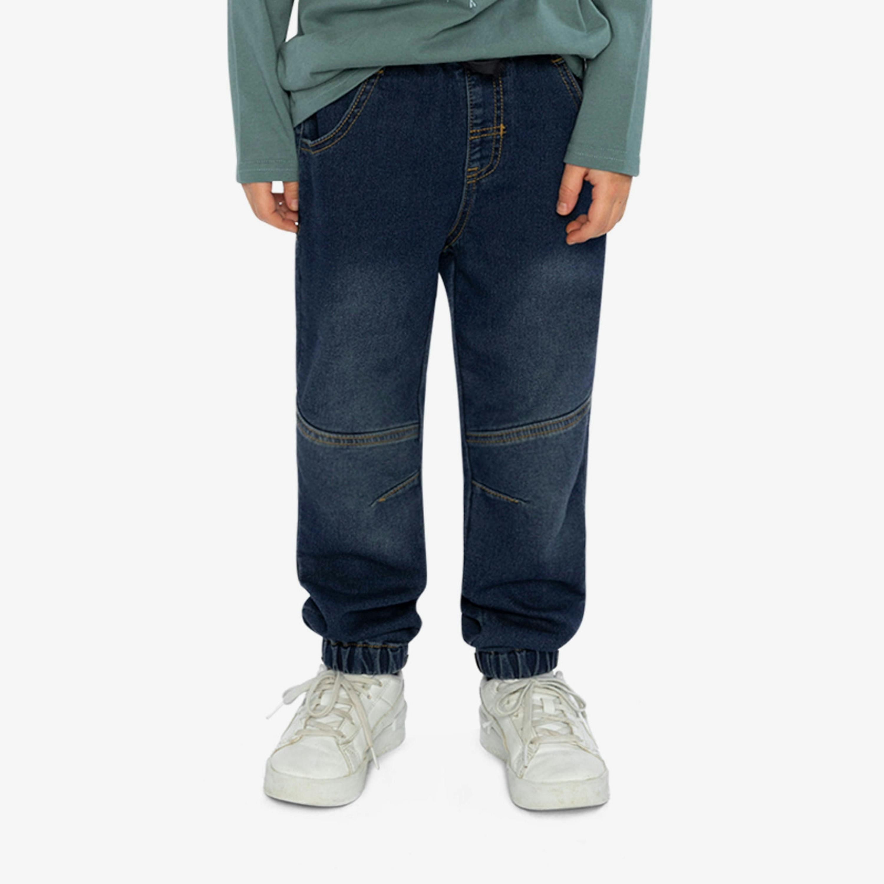 French Terry Denim Jogger Pants Navy Blue , view 2 of 6