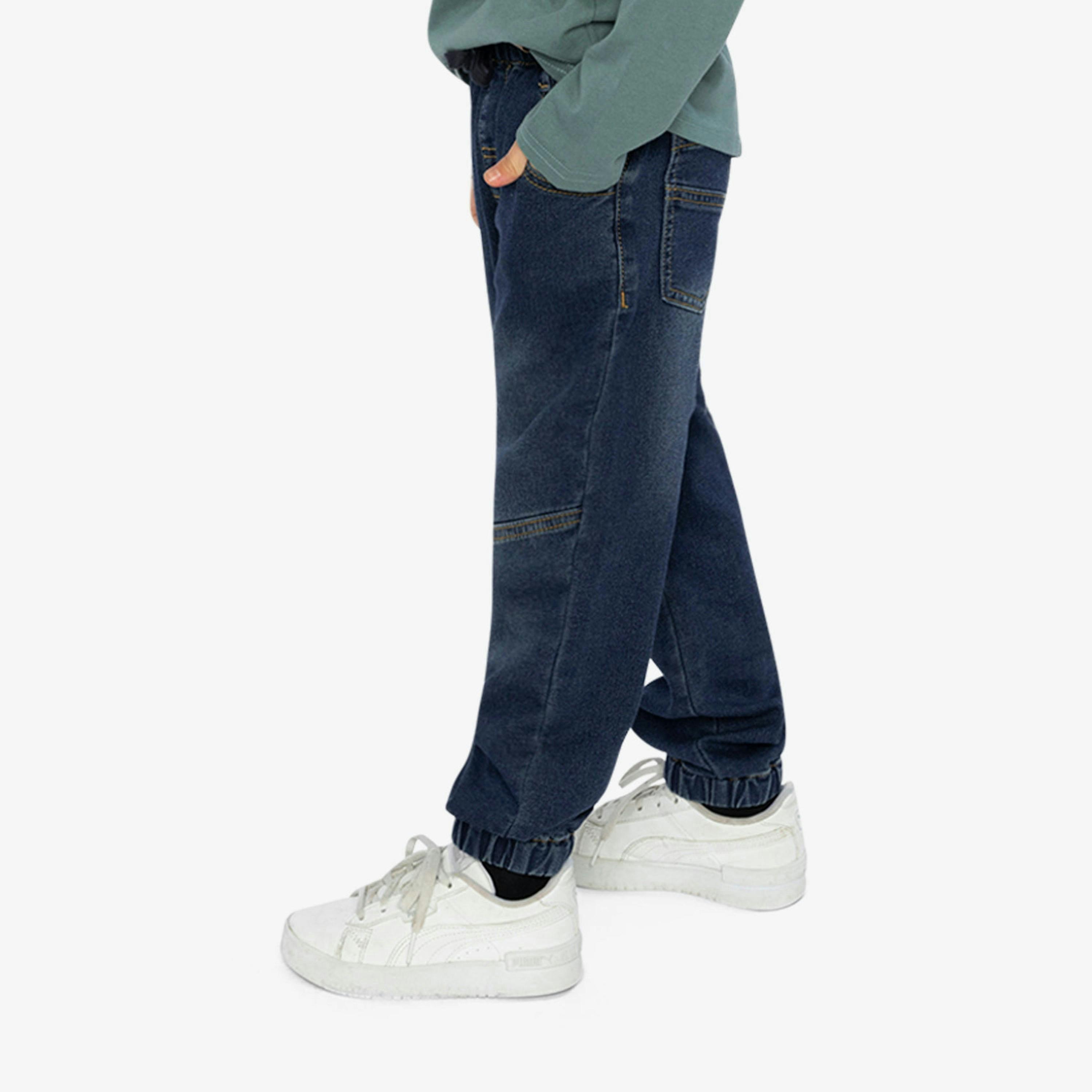 French Terry Denim Jogger Pants Navy Blue , view 3 of 6