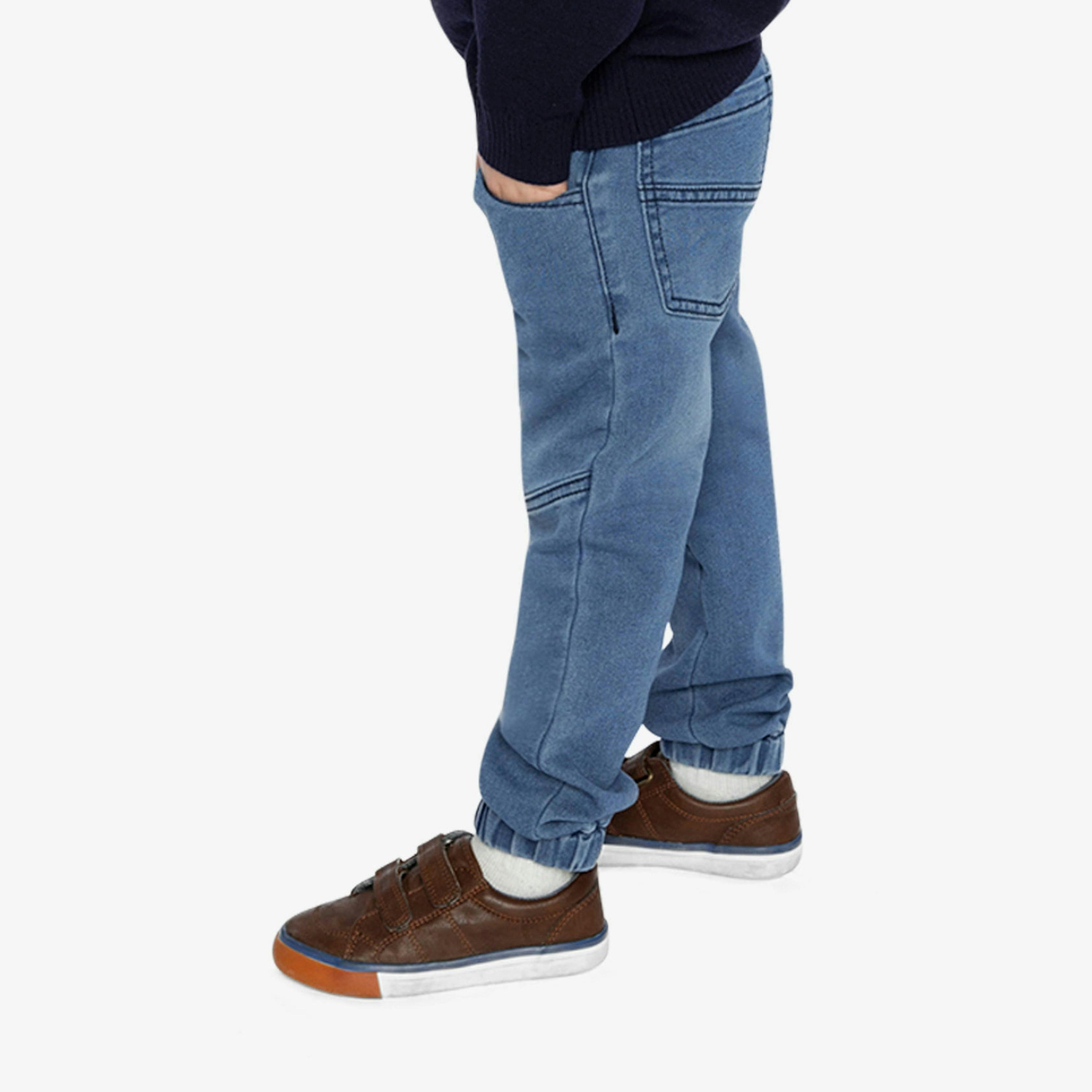 French Terry Denim Jogger Pants Light Blue , view 3 of 6