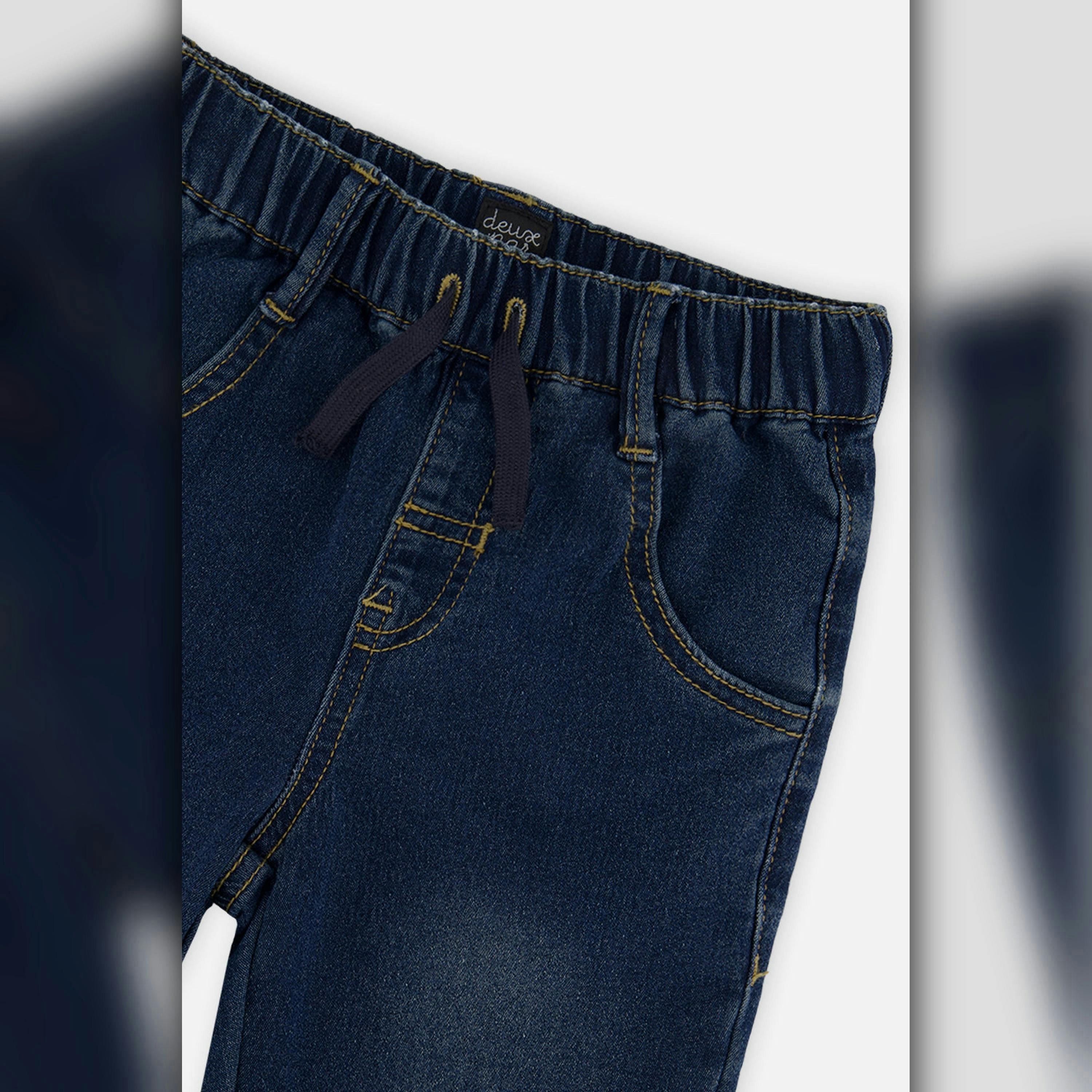 Baby French Terry Denim Jogger Pants Navy Blue , view 2 of 2