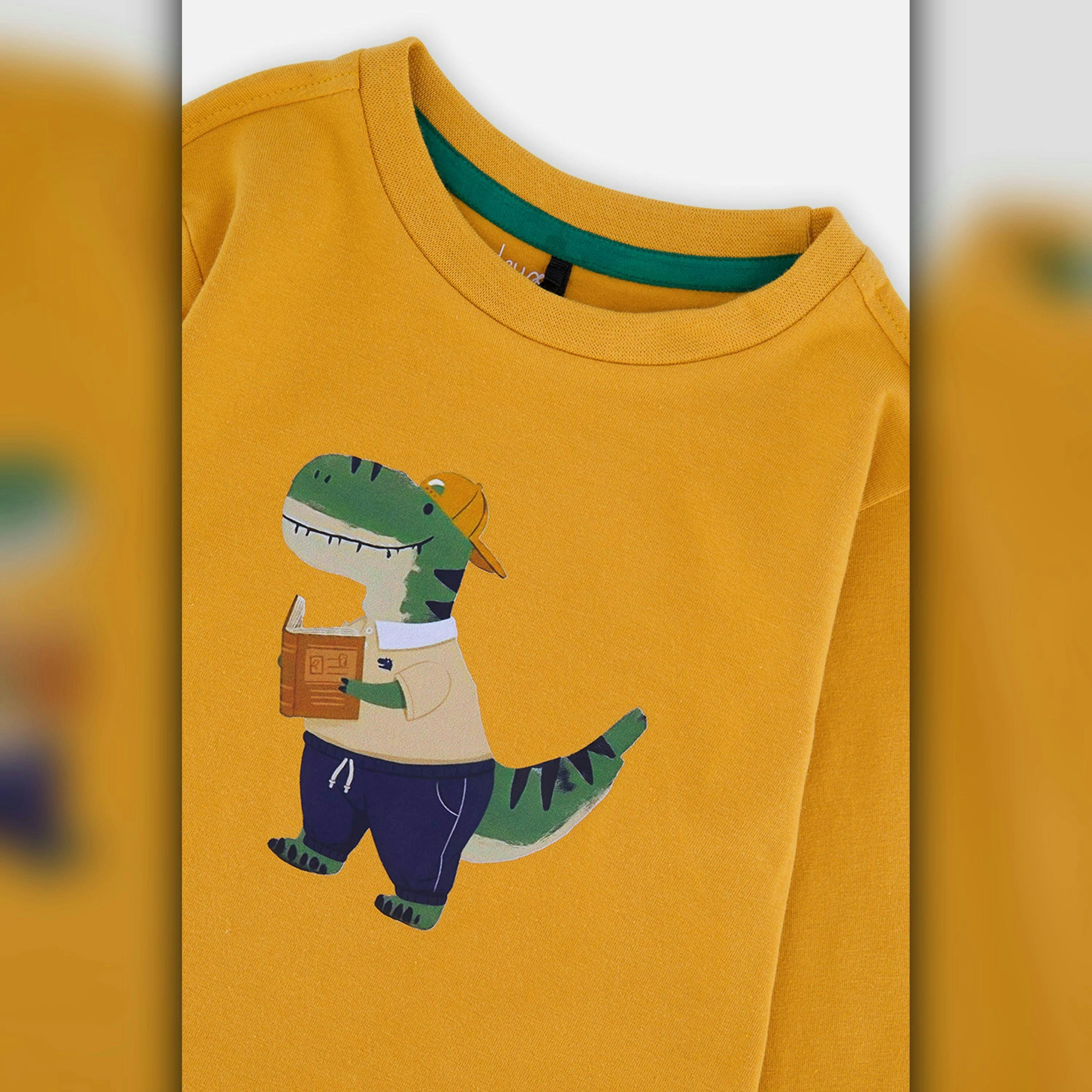 Baby Long Sleeve Organic Cotton T-Shirt Mustard Yellow , view 2 of 2