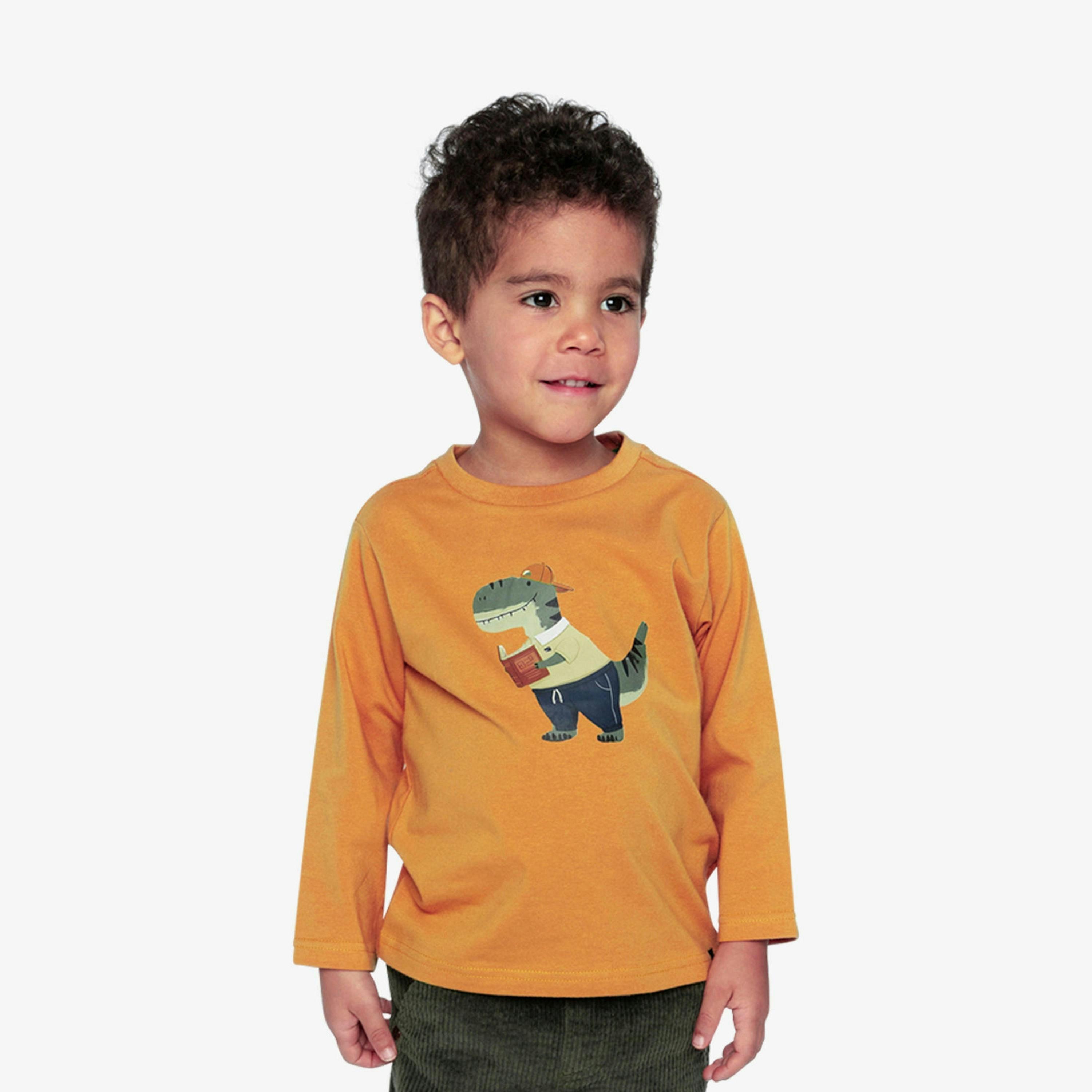 Long Sleeve Organic Cotton T-Shirt Mustard Yellow , view 3 of 6