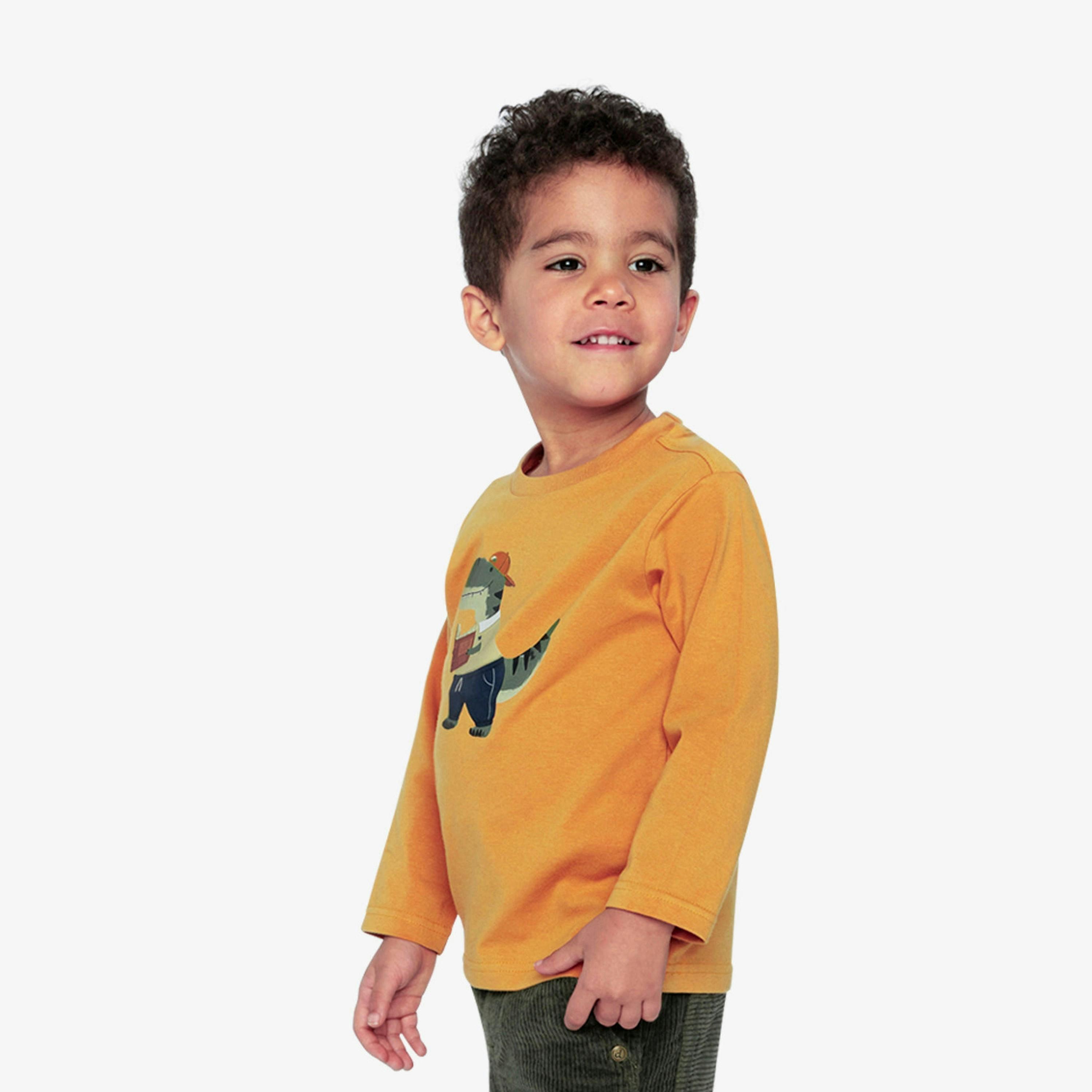 Long Sleeve Organic Cotton T-Shirt Mustard Yellow , view 4 of 6