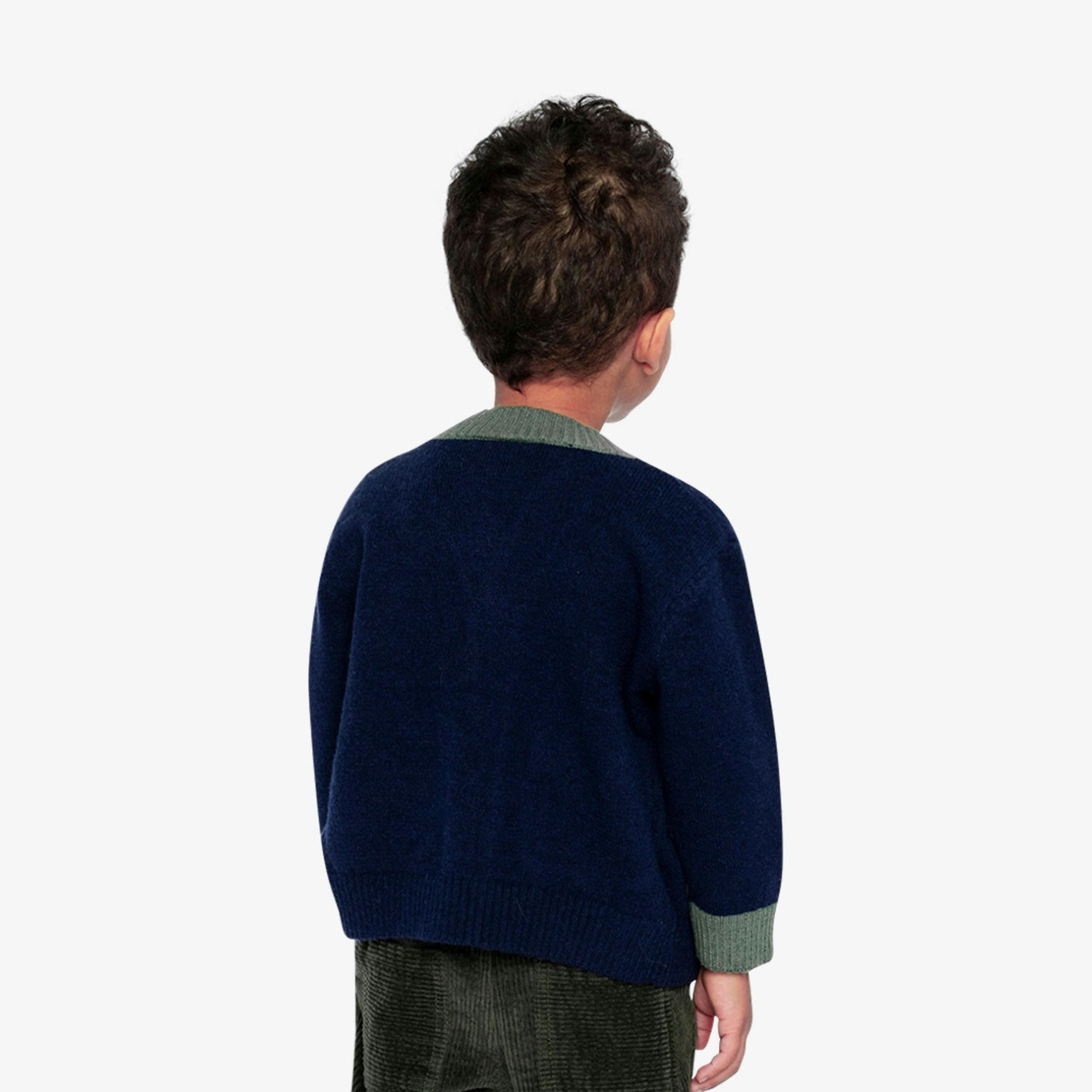 Knit Cardigan With Dino Dark Blue, Green And Yellow , view 6 of 6