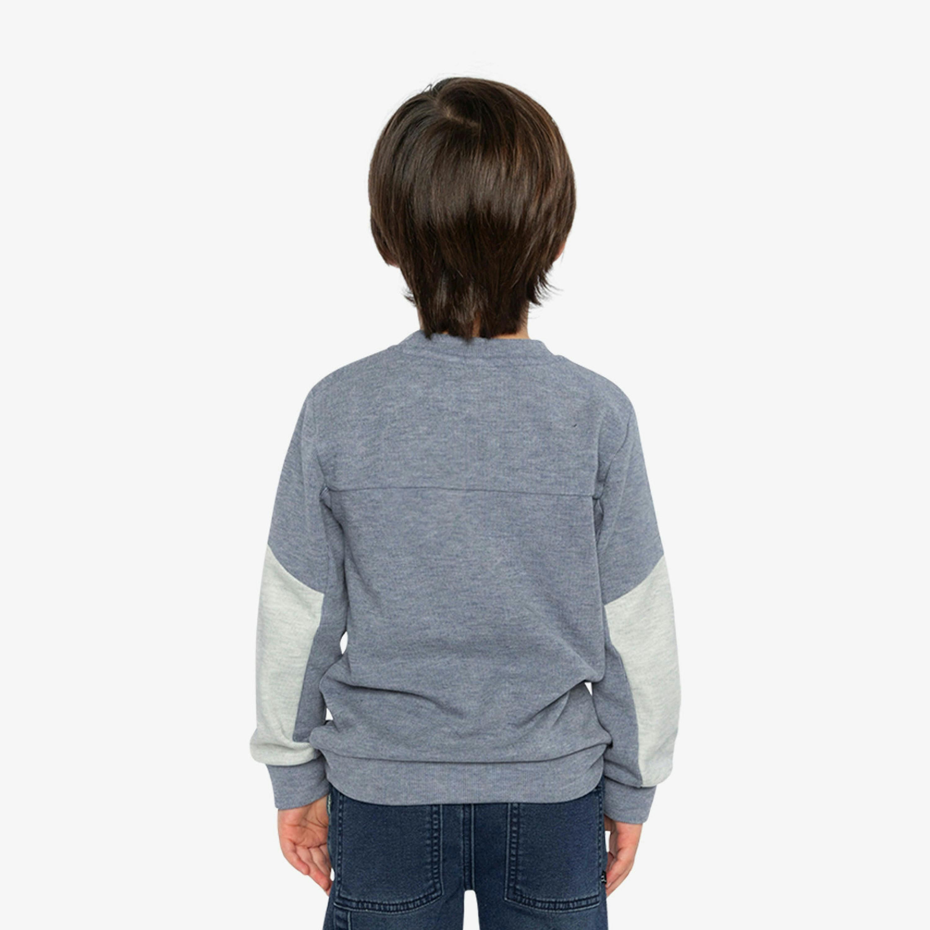 Colorblock Brushed Jersey Top With Chest Pocket Blue-Grey , view 4 of 6