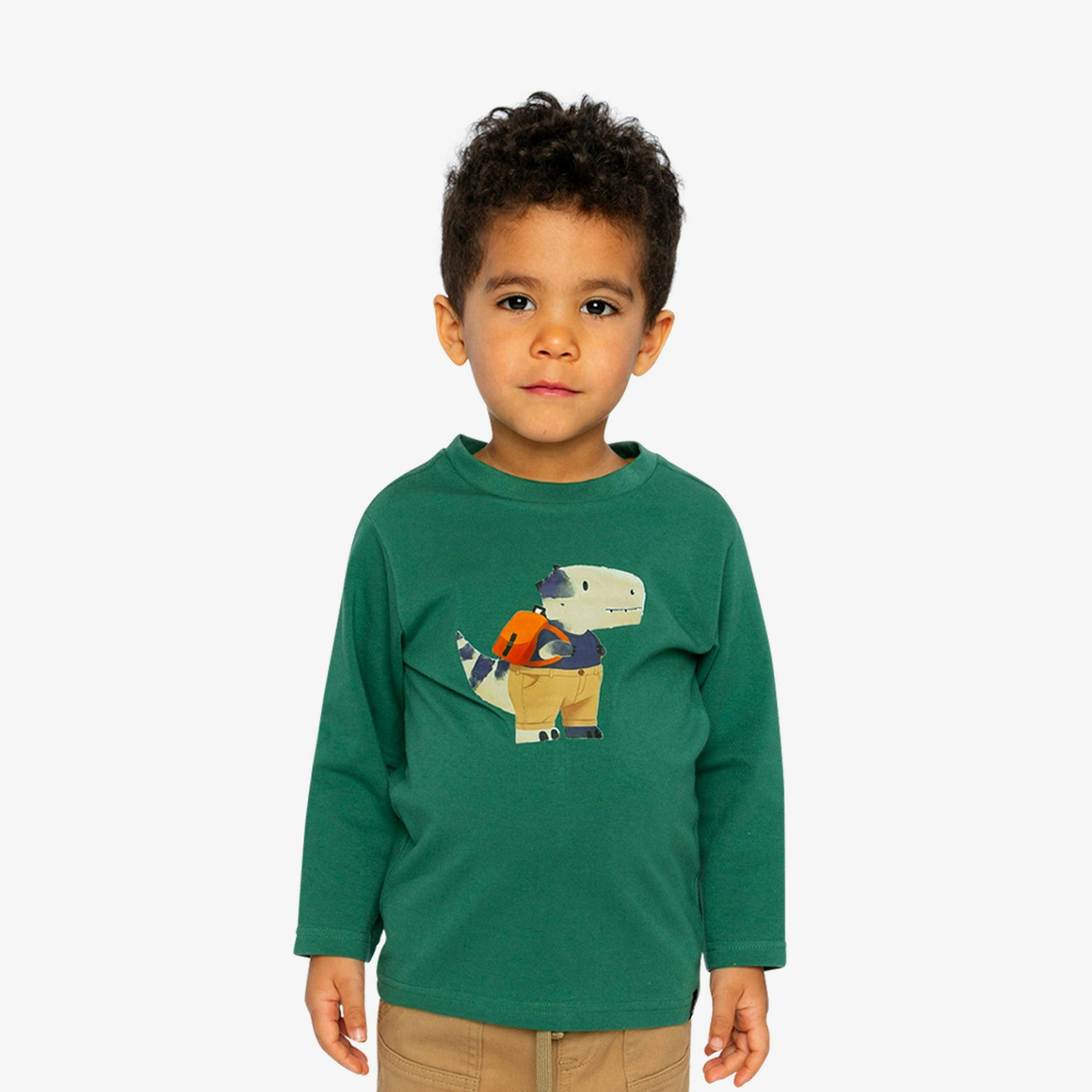 Long Sleeve Organic Cotton T-Shirt Green , view 4 of 6