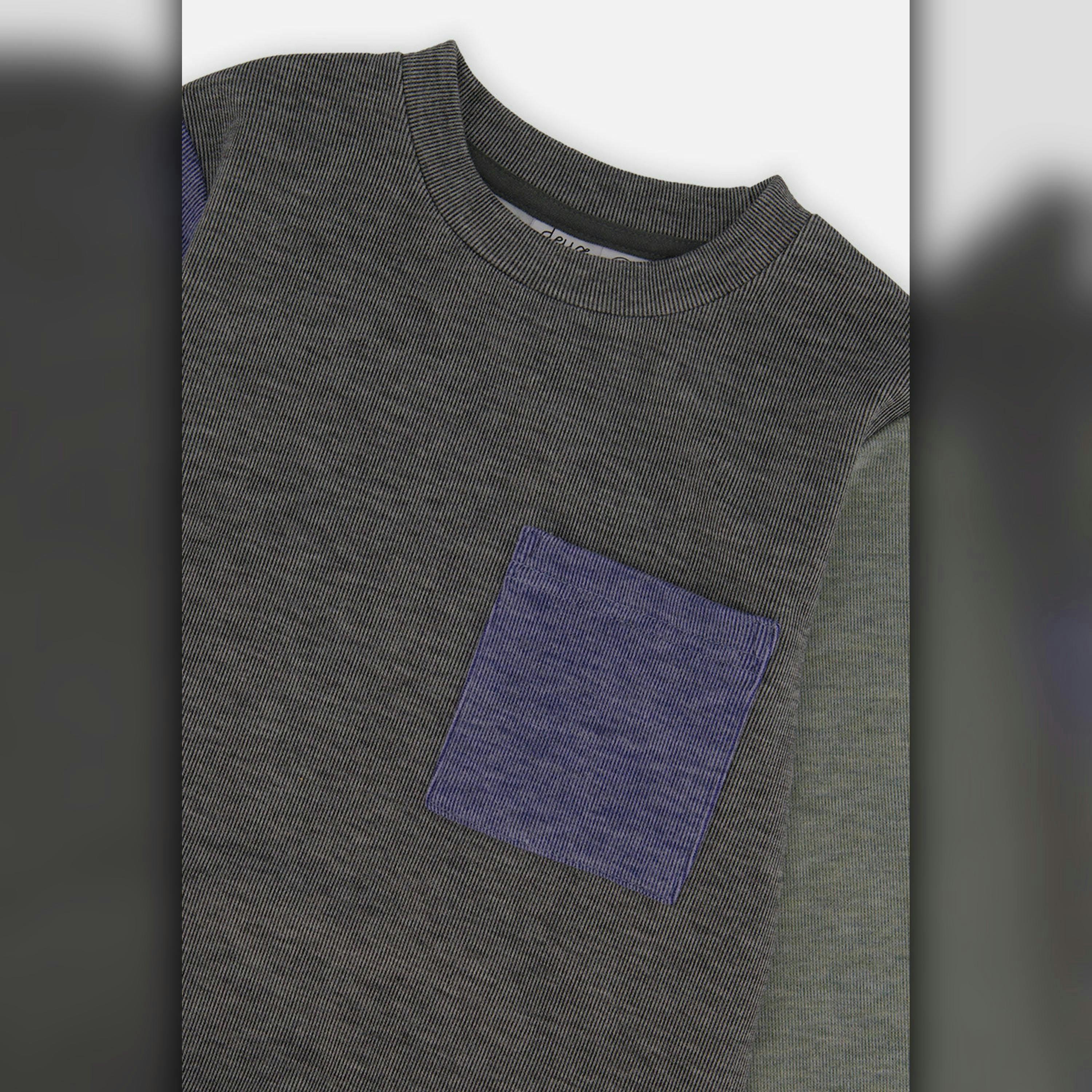 Colorblock Brushed Jersey Top With Chest Pocket Grey Brown , view 5 of 5