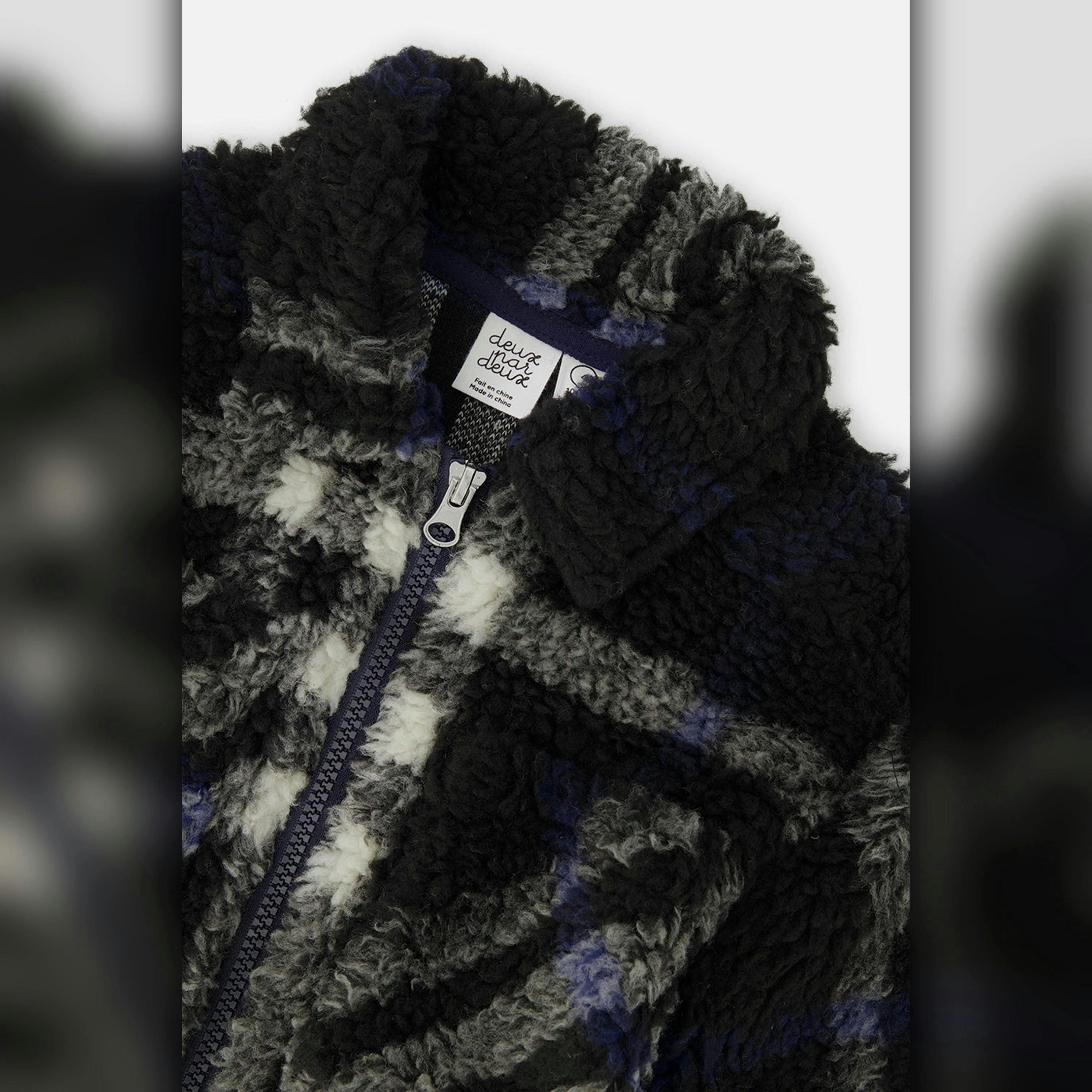 Zipped Overshirt Black And Blue Plaid , view 4 of 5