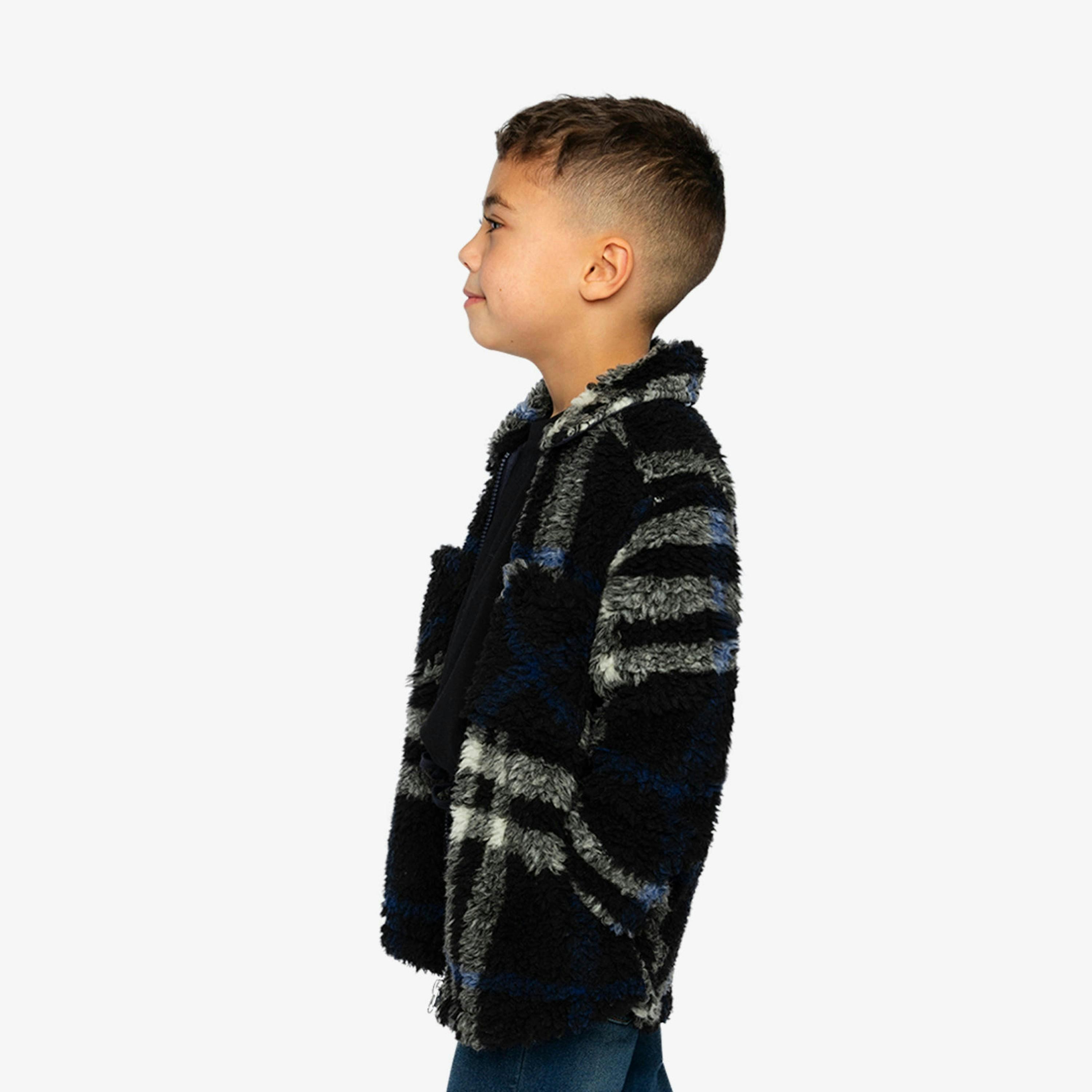 Zipped Overshirt Black And Blue Plaid , view 5 of 5