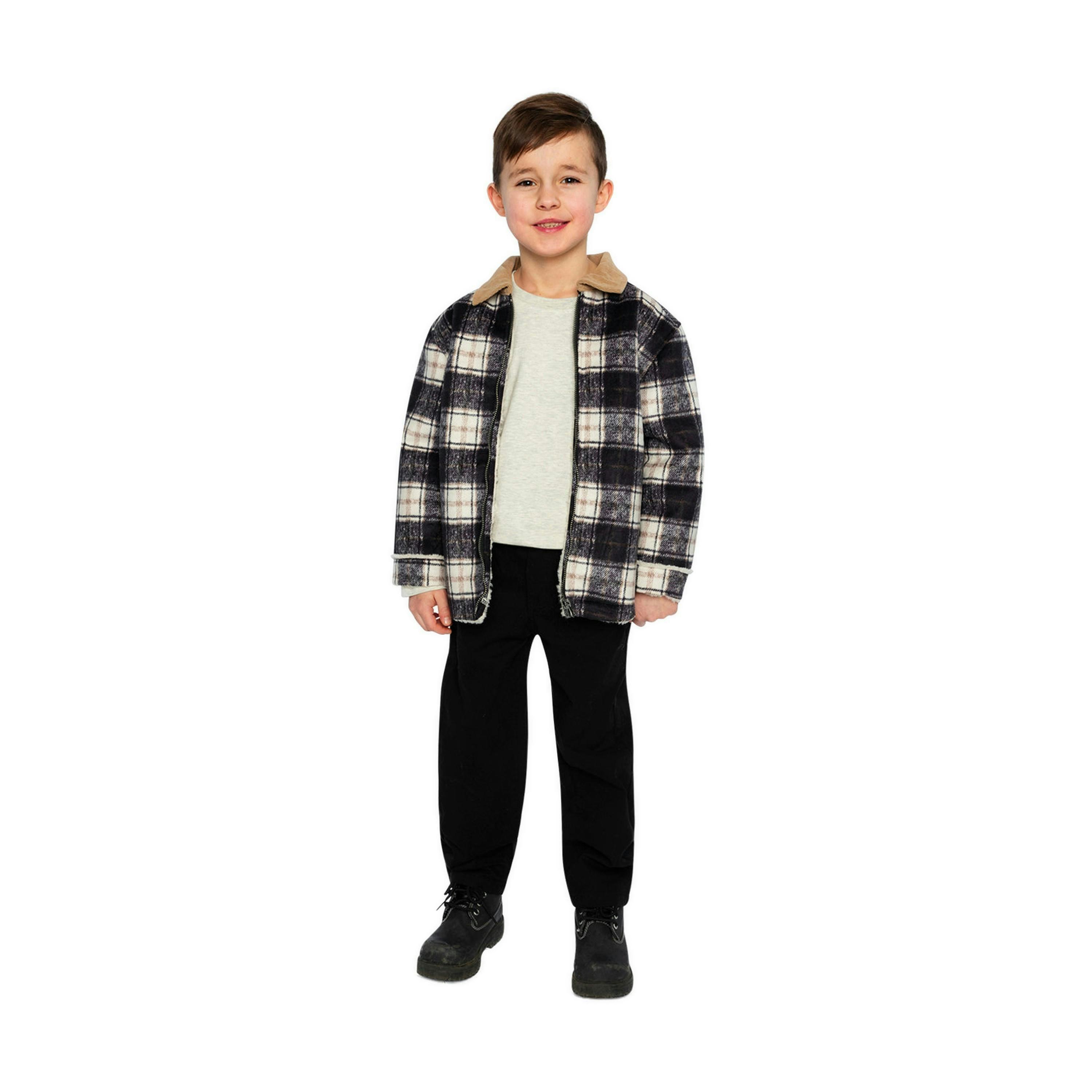 Brushed Plaid Zipped Jacket Blue And Beige Checks , view 5 of 6