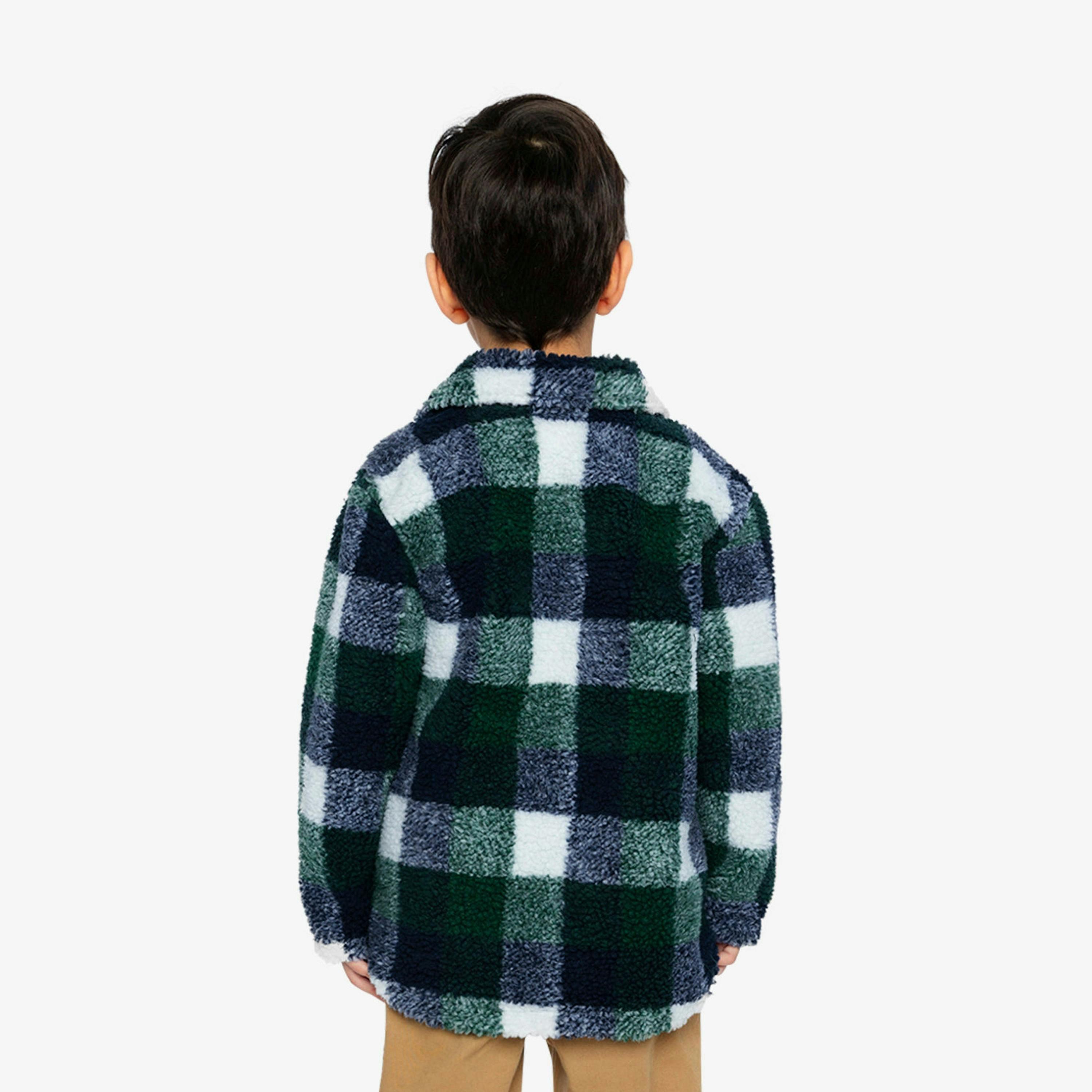 Zipped Overshirt Blue And Green Checks , view 4 of 6