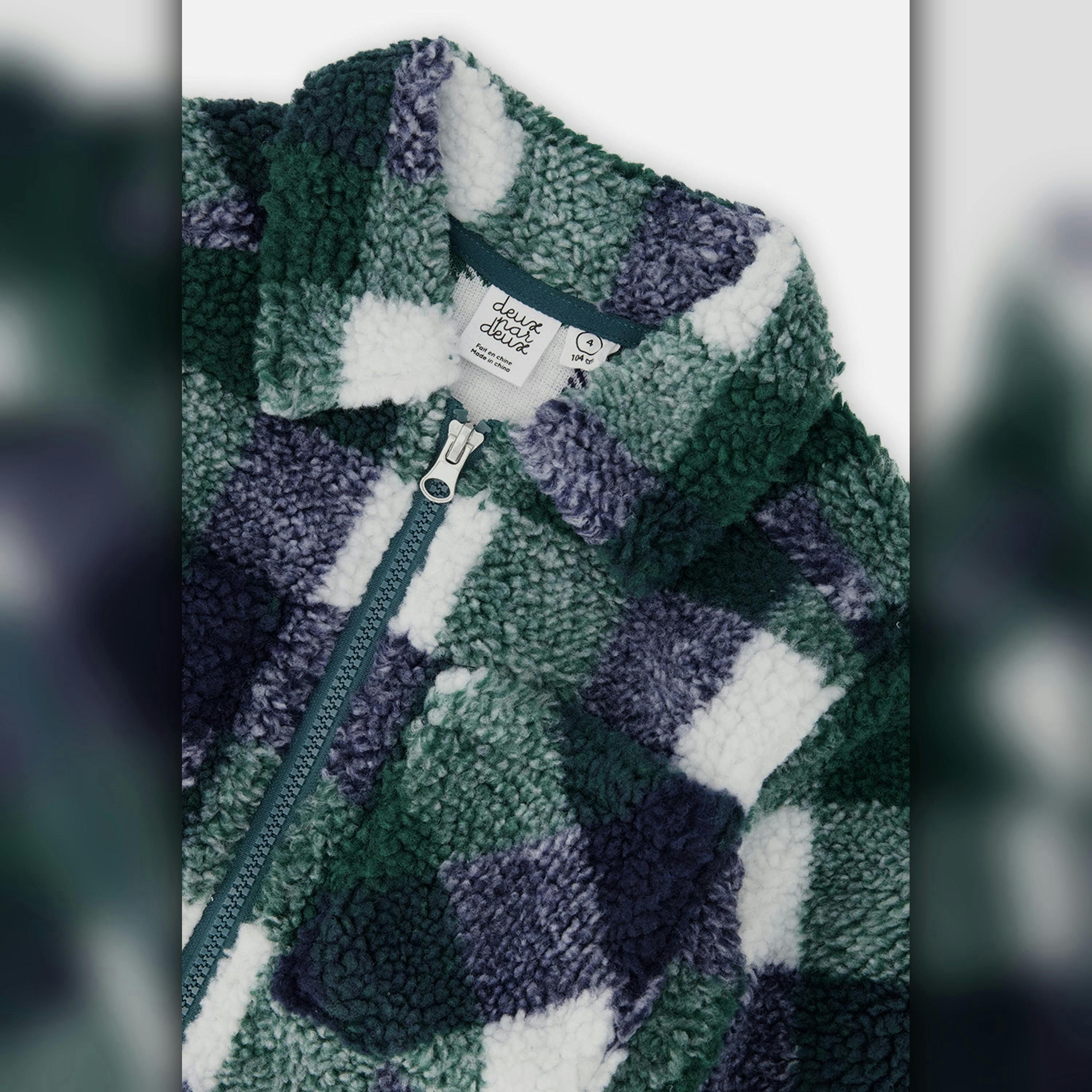 Zipped Overshirt Blue And Green Checks , view 5 of 6