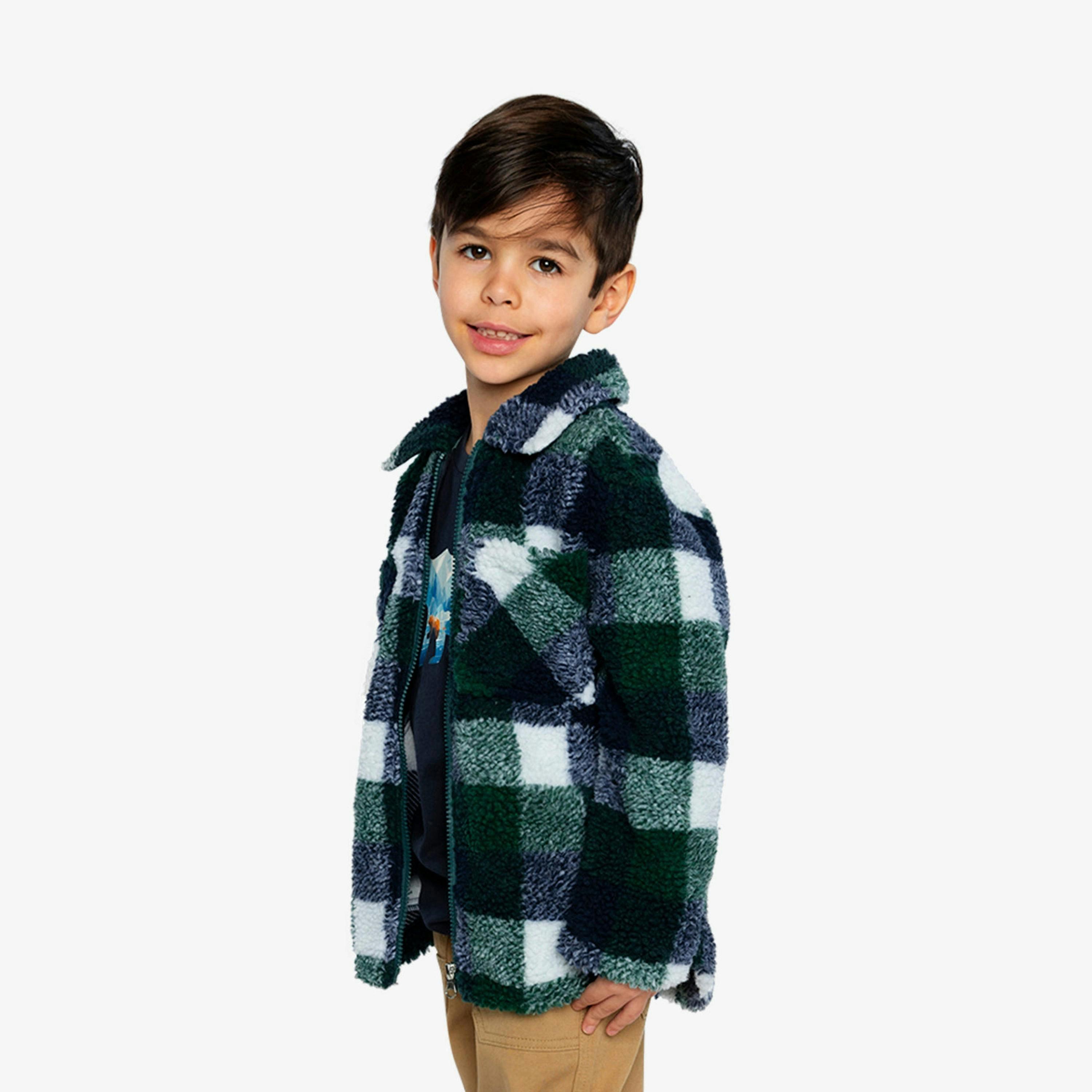 Zipped Overshirt Blue And Green Checks , view 6 of 6