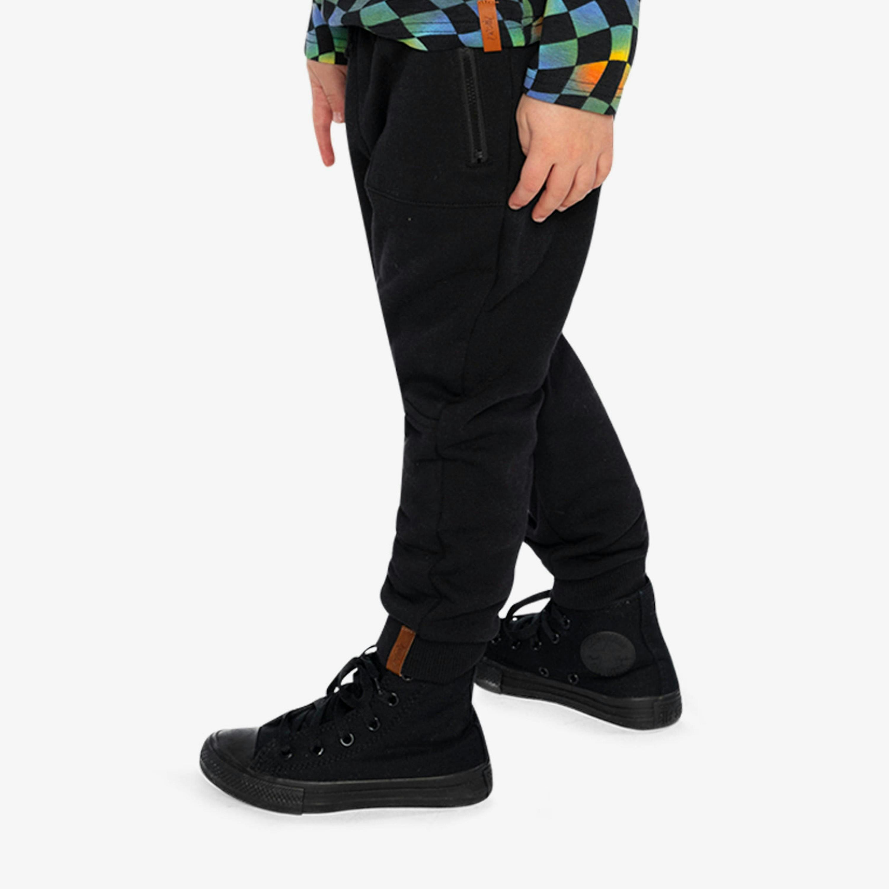 Fleece Sweatpants With Pockets Black , view 3 of 6