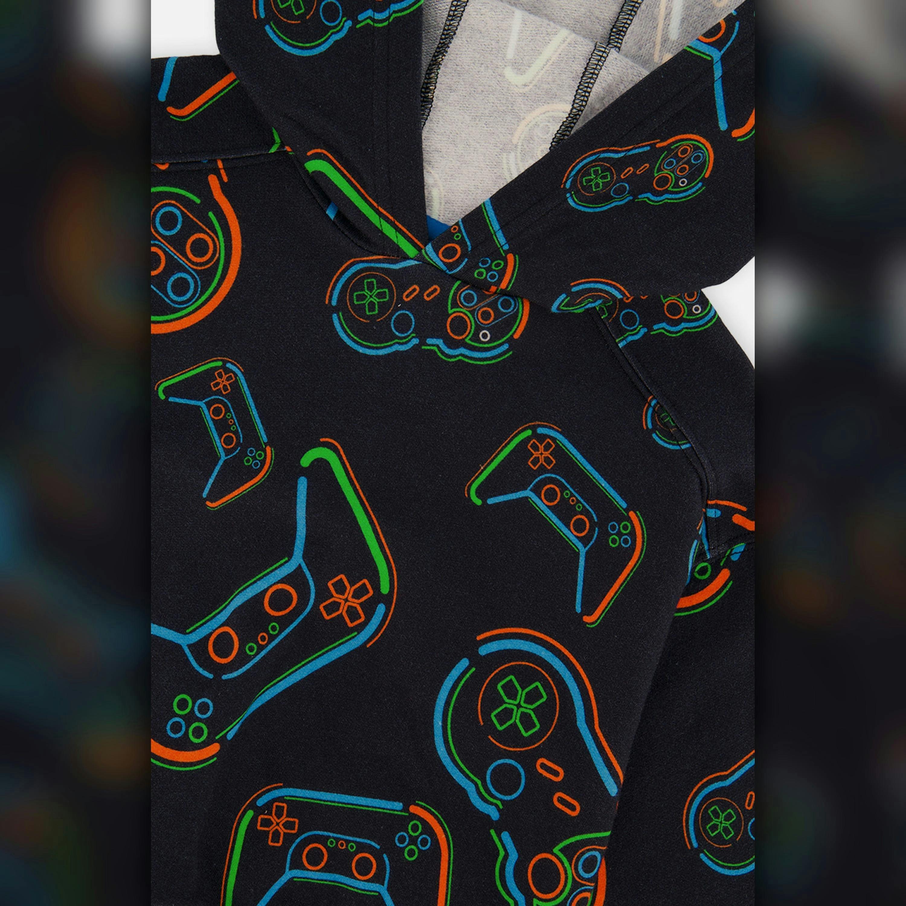 Fleece Hooded Sweatshirt Black Printed Controller , view 6 of 6