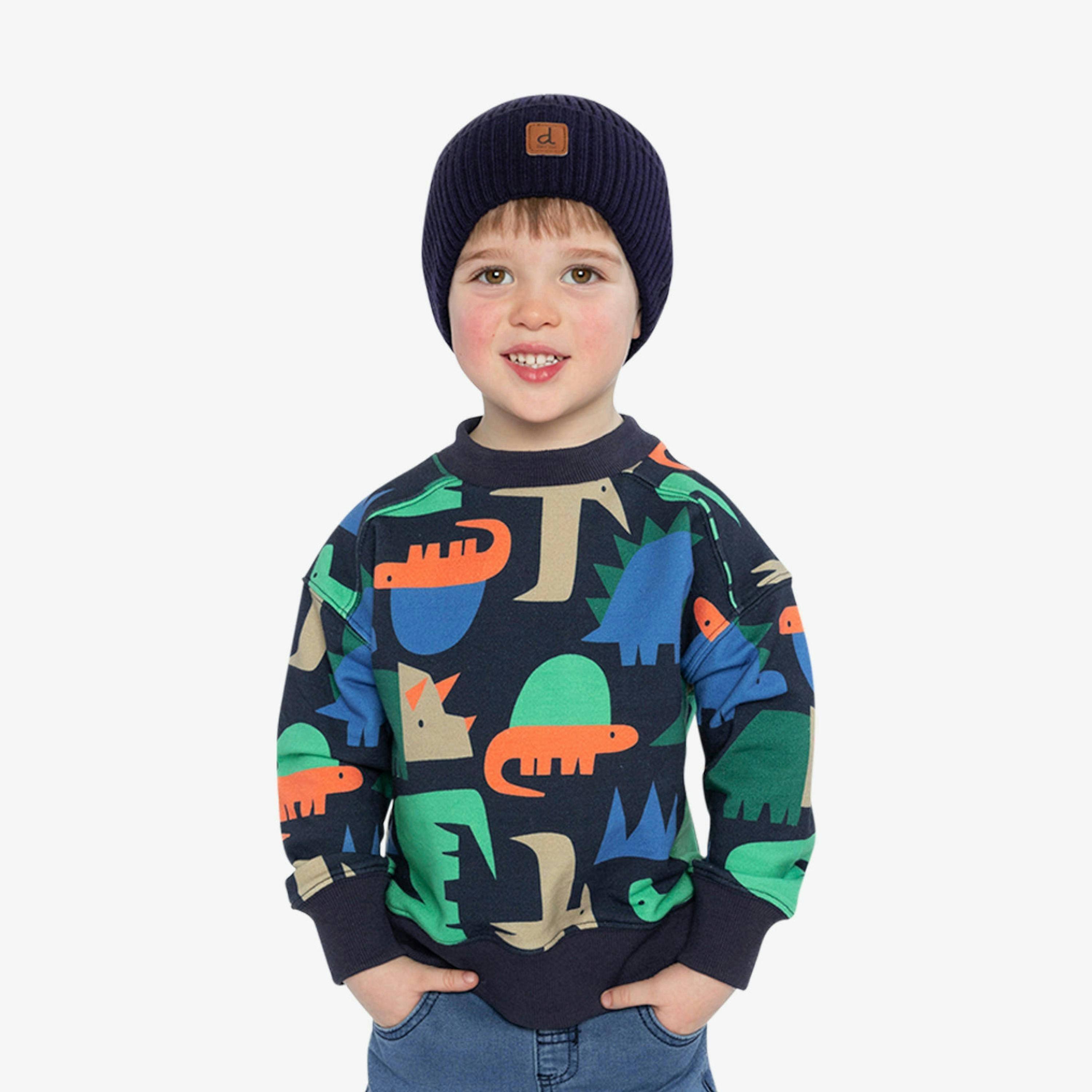 Fleece Sweatshirt Blue Dinosaur Print , view 2 of 6