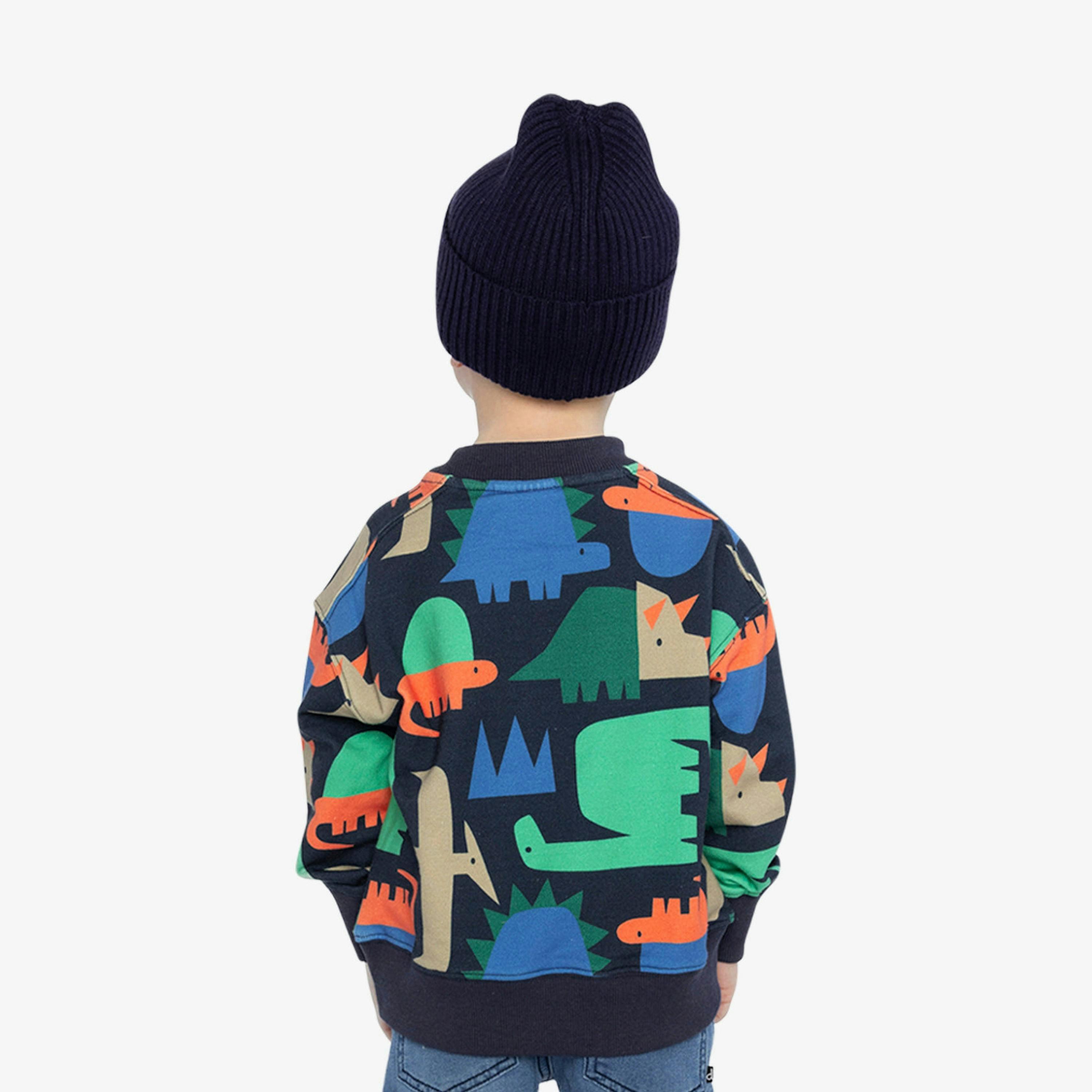 Fleece Sweatshirt Blue Dinosaur Print , view 4 of 6