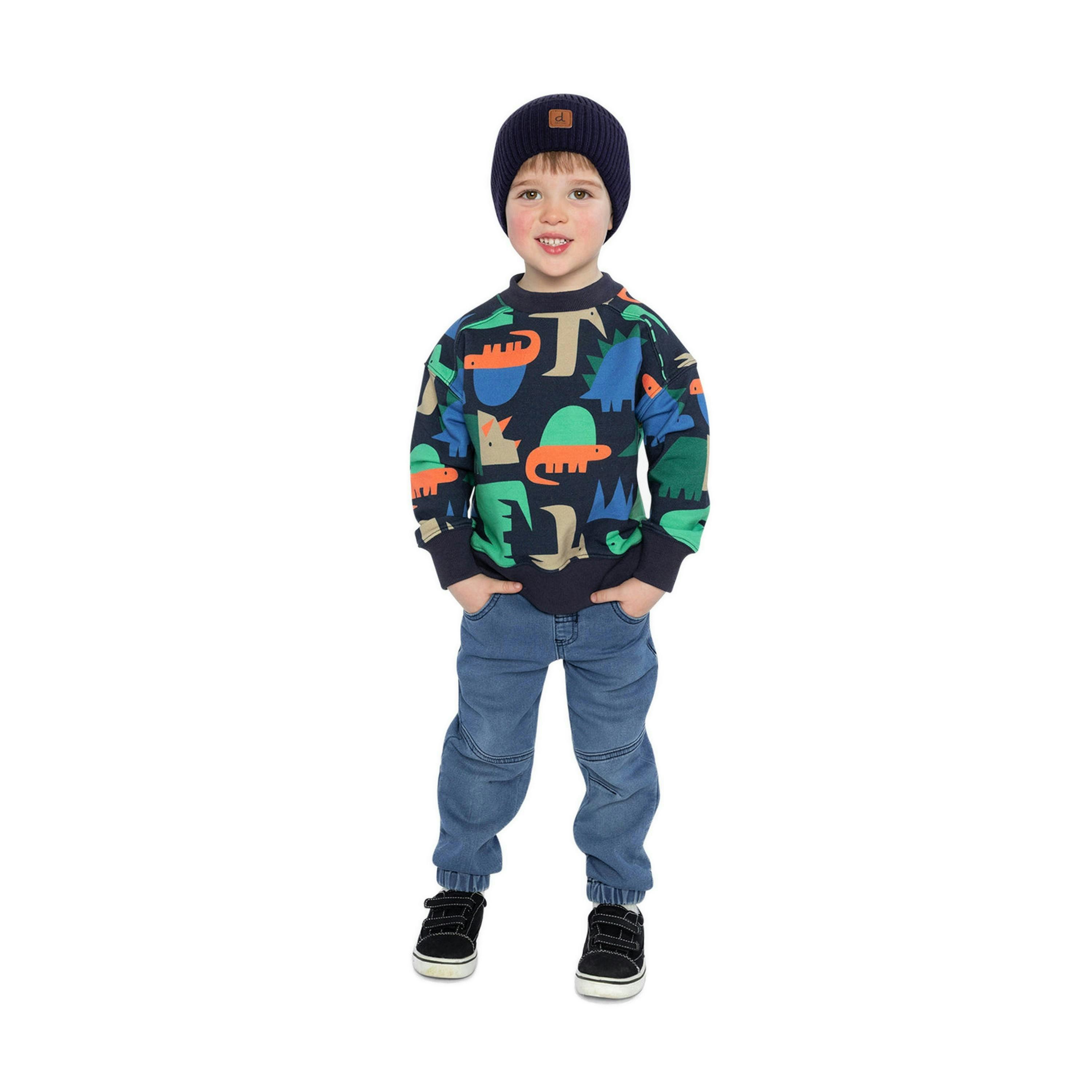 Fleece Sweatshirt Blue Dinosaur Print , view 5 of 6