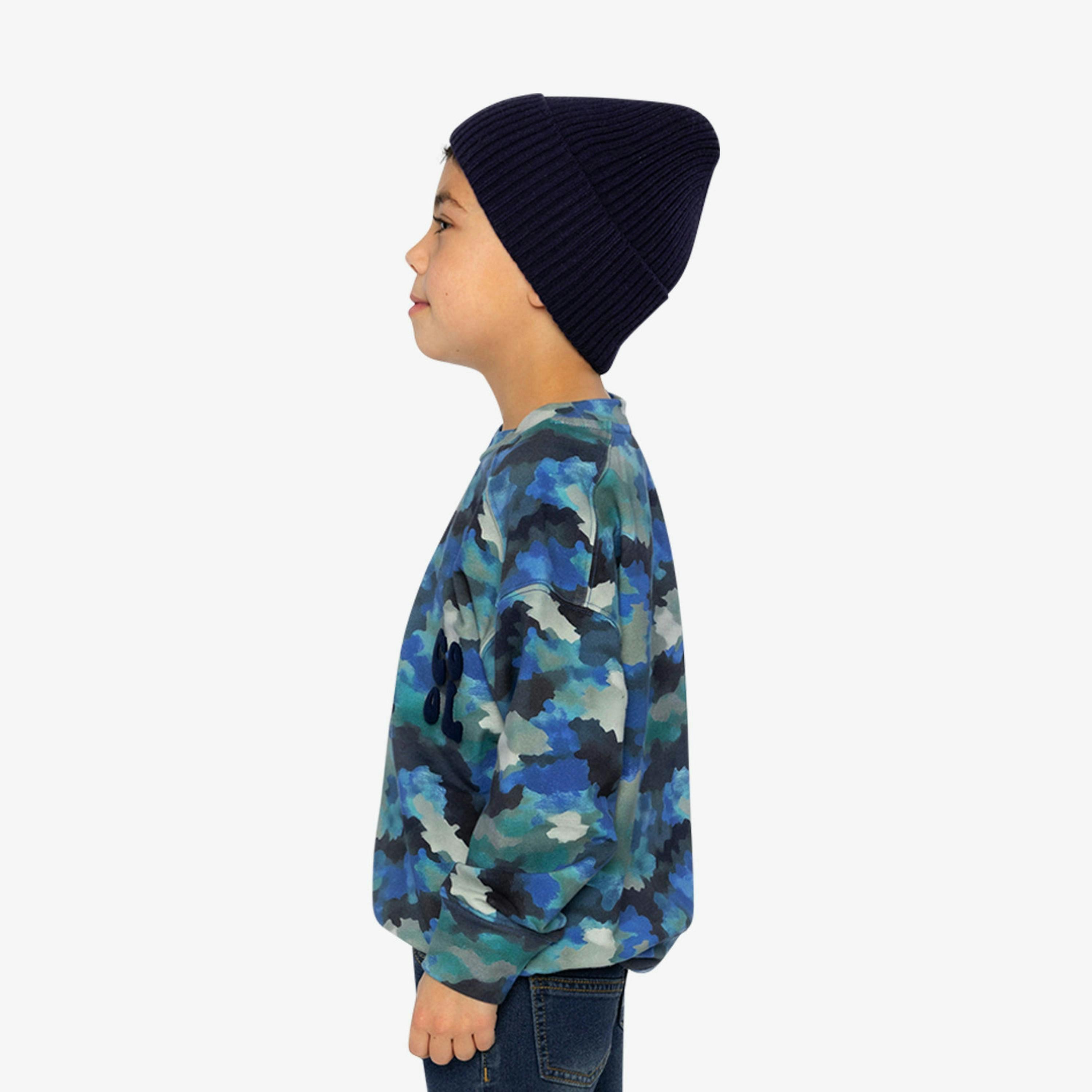 Fleece Sweatshirt Blue And Grey Camouflage , view 3 of 5
