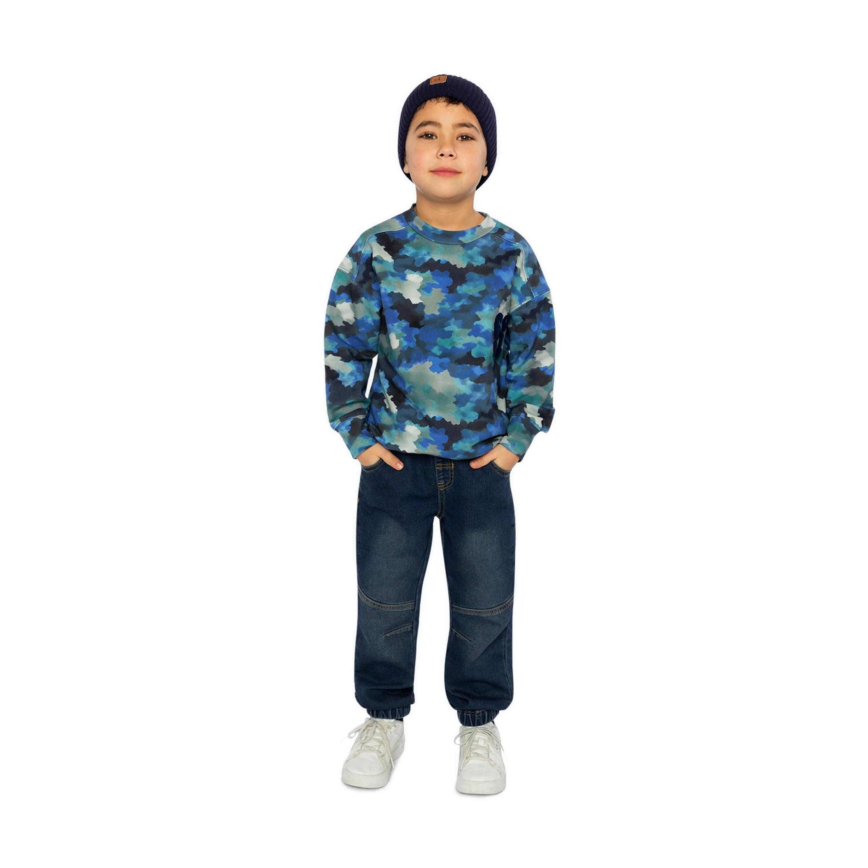 Fleece Sweatshirt Blue And Grey Camouflage , view 4 of 5