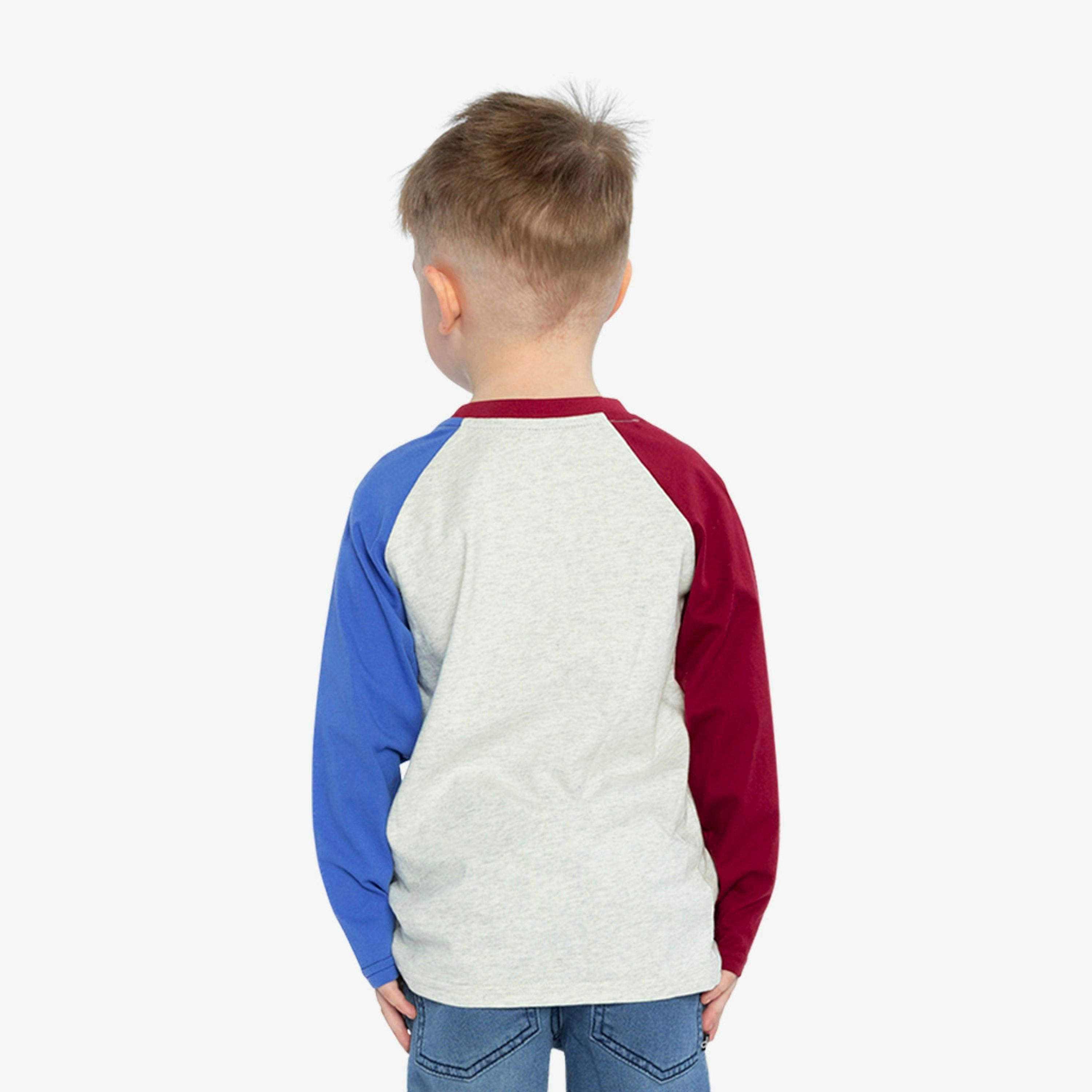 Raglan T-Shirt Heather Grey, Red And Blue , view 4 of 6