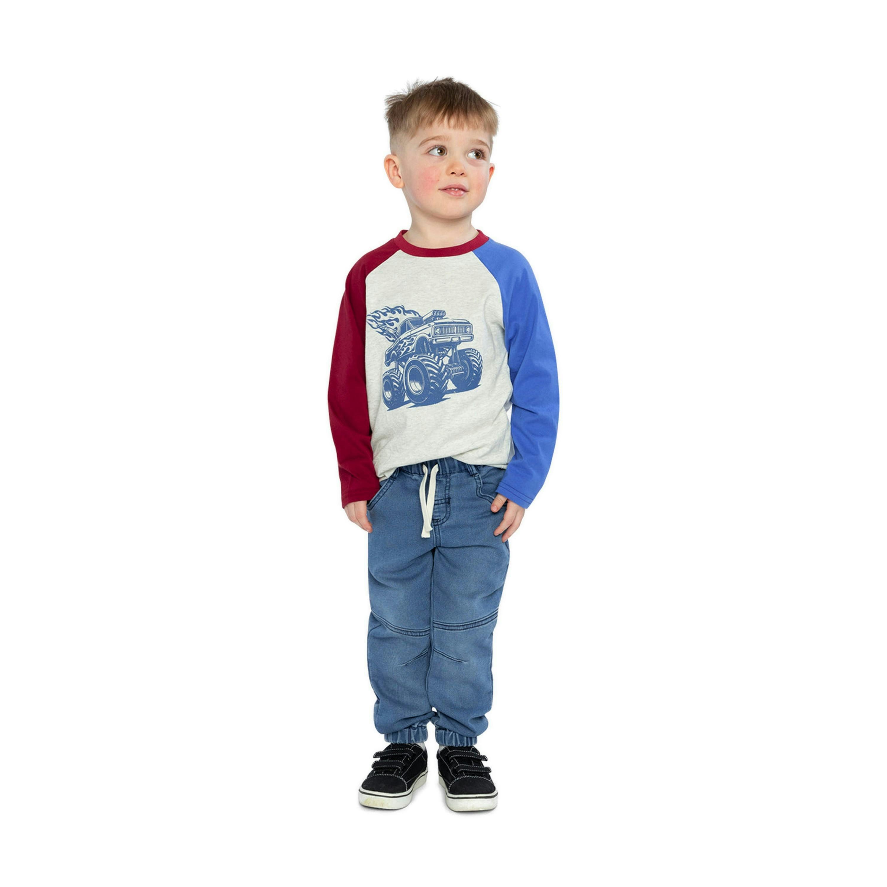 Raglan T-Shirt Heather Grey, Red And Blue , view 5 of 6