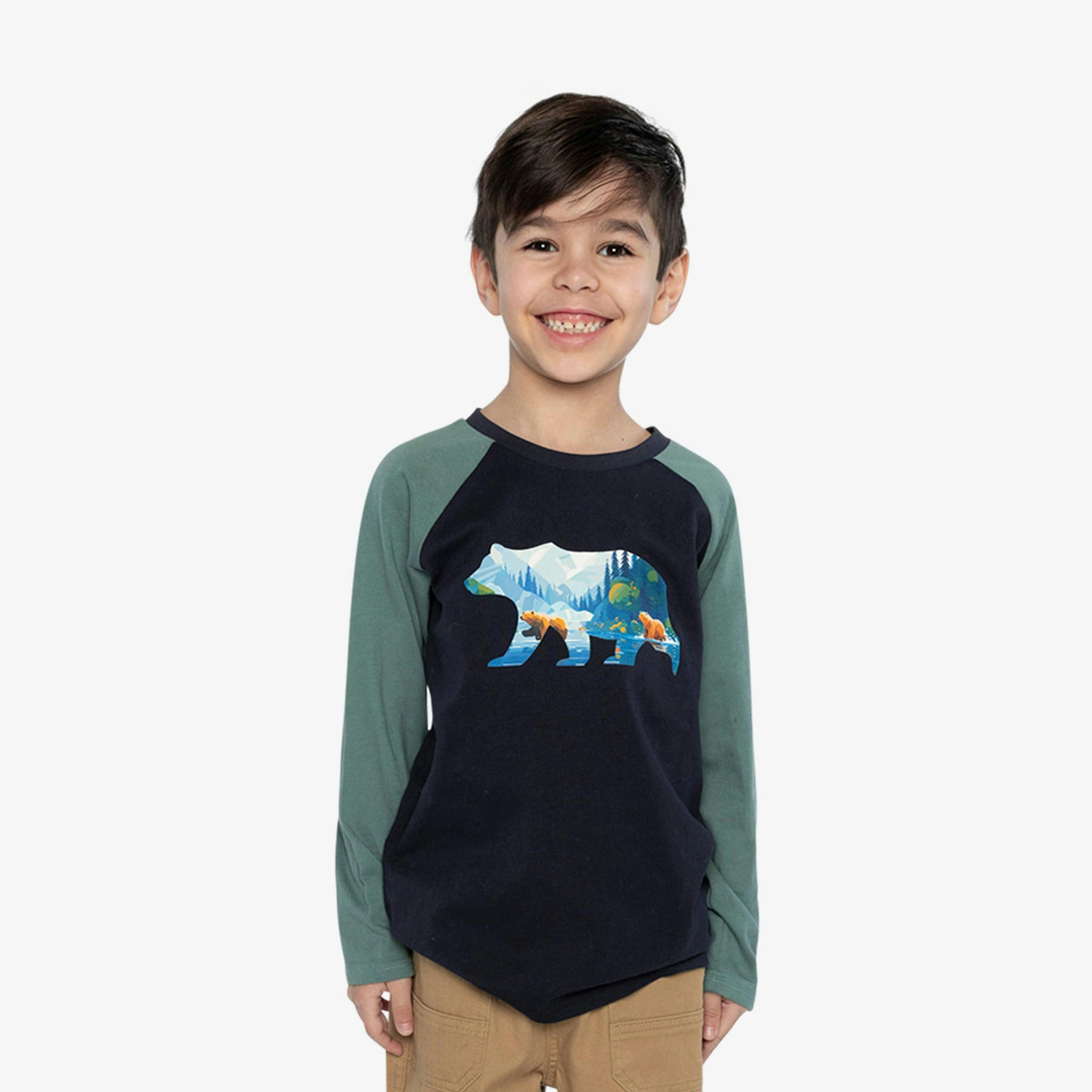 Raglan T-Shirt Dark Blue And Green , view 3 of 5