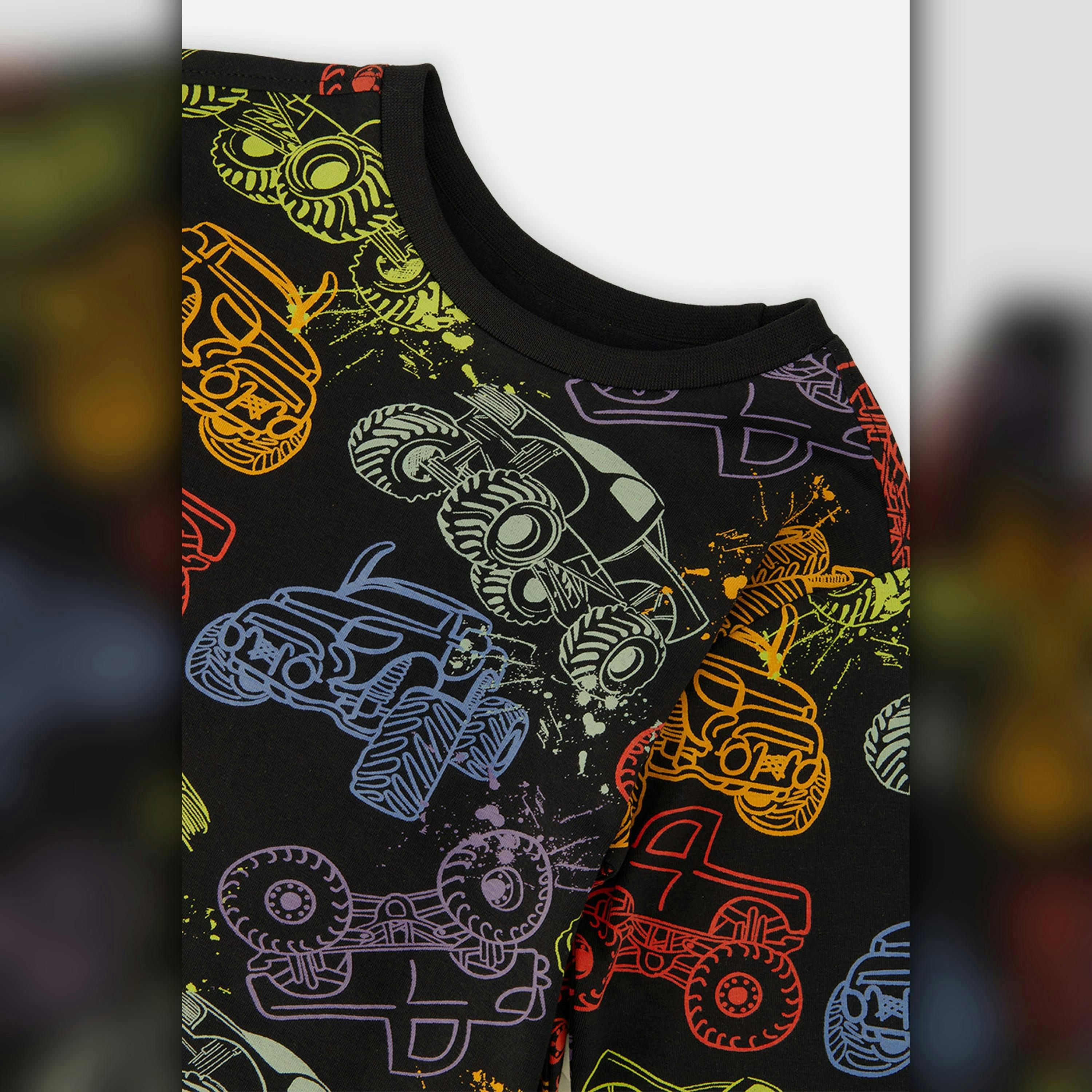 Organic Cotton Long Sleeve T-Shirt Black Monster Truck Print , view 5 of 5
