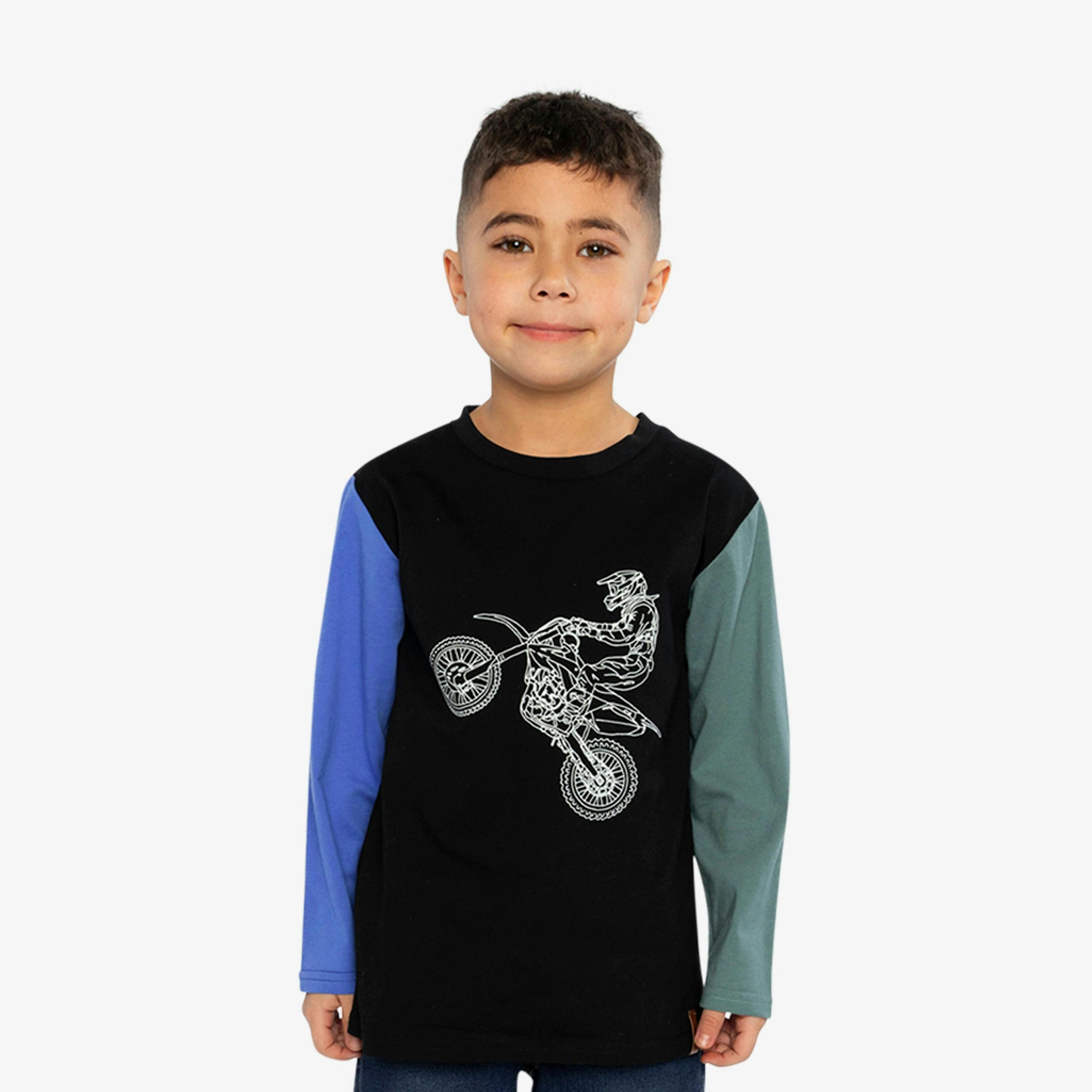 Long Sleeve T-Shirt Black, Blue And Green , view 2 of 6