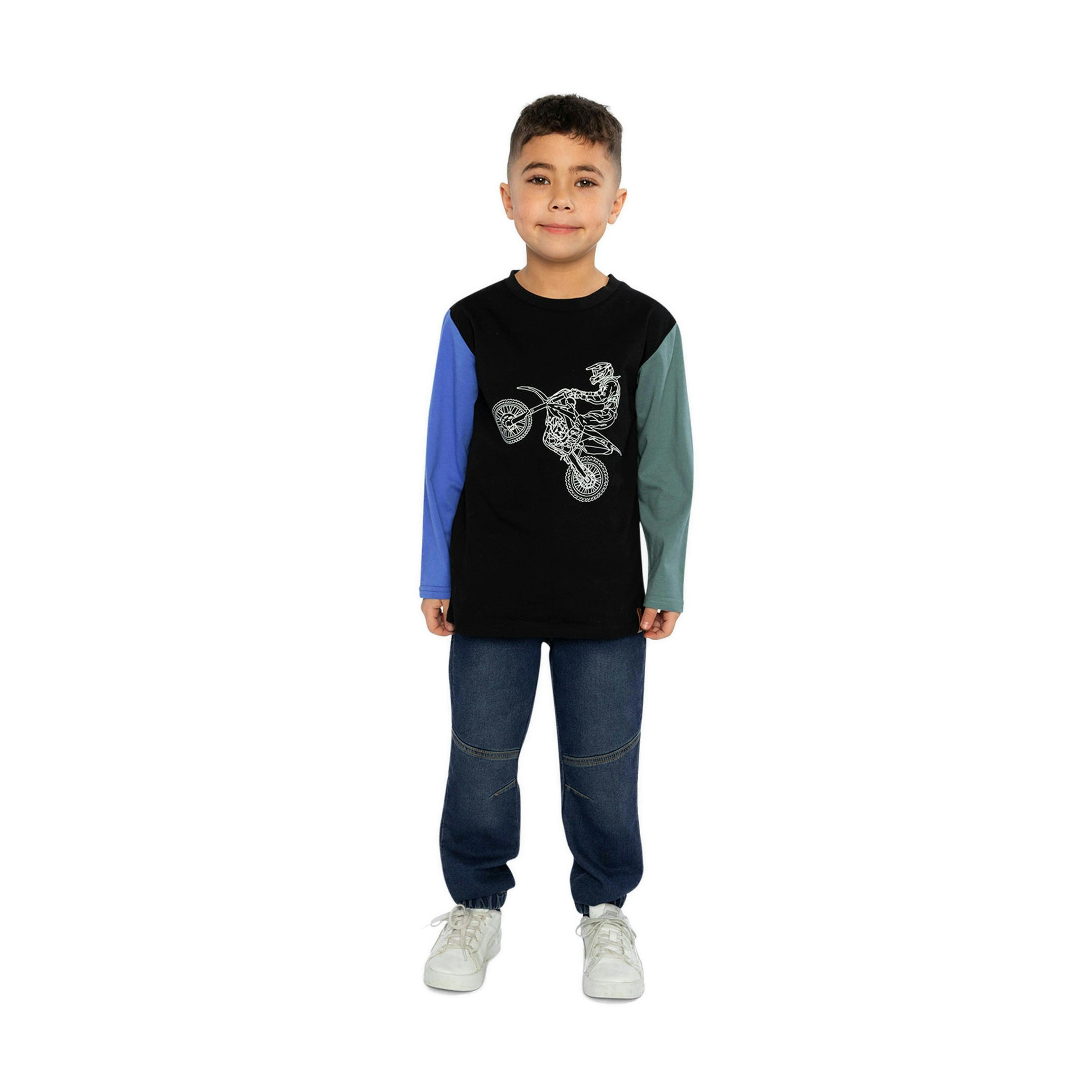 Long Sleeve T-Shirt Black, Blue And Green , view 5 of 6