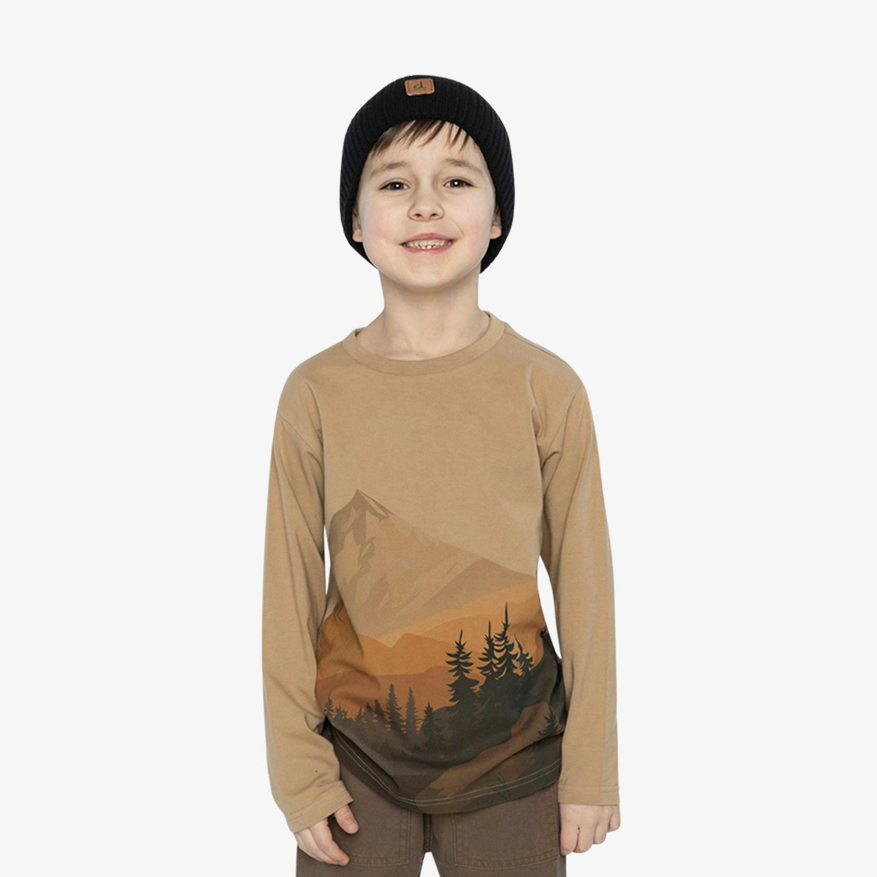 Long Sleeve Organic Cotton T-Shirt Beige , view 3 of 5