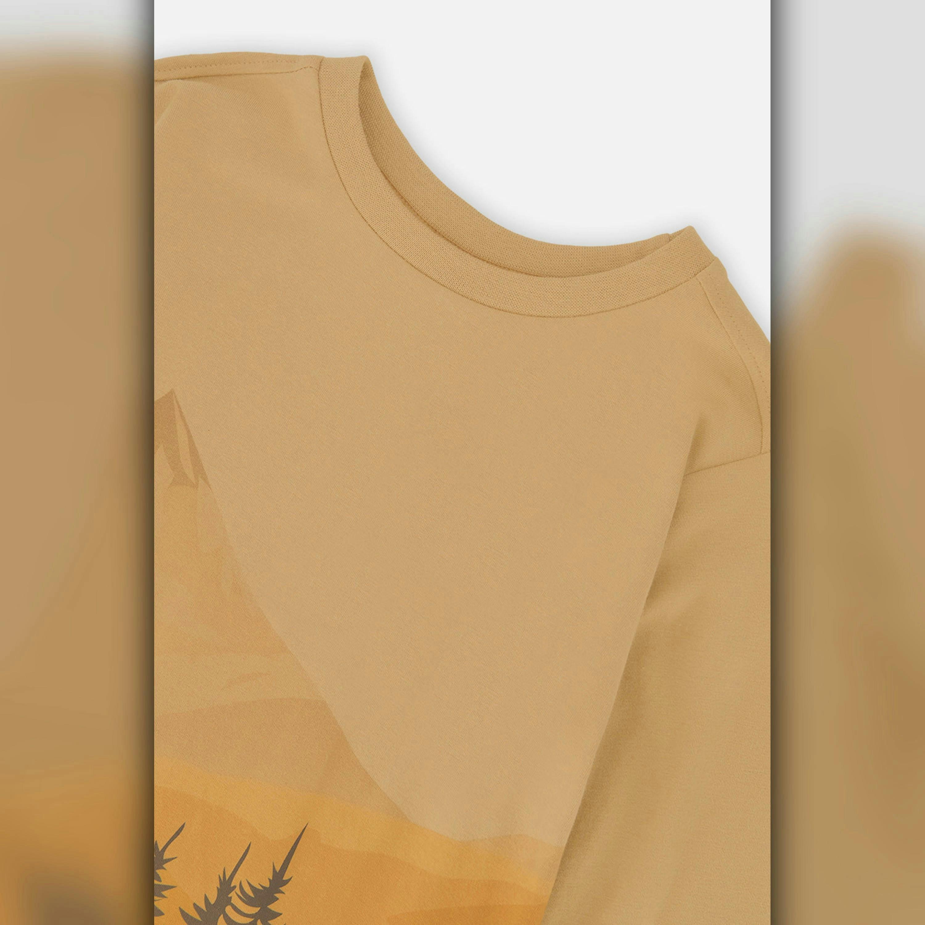 Long Sleeve Organic Cotton T-Shirt Beige , view 4 of 5