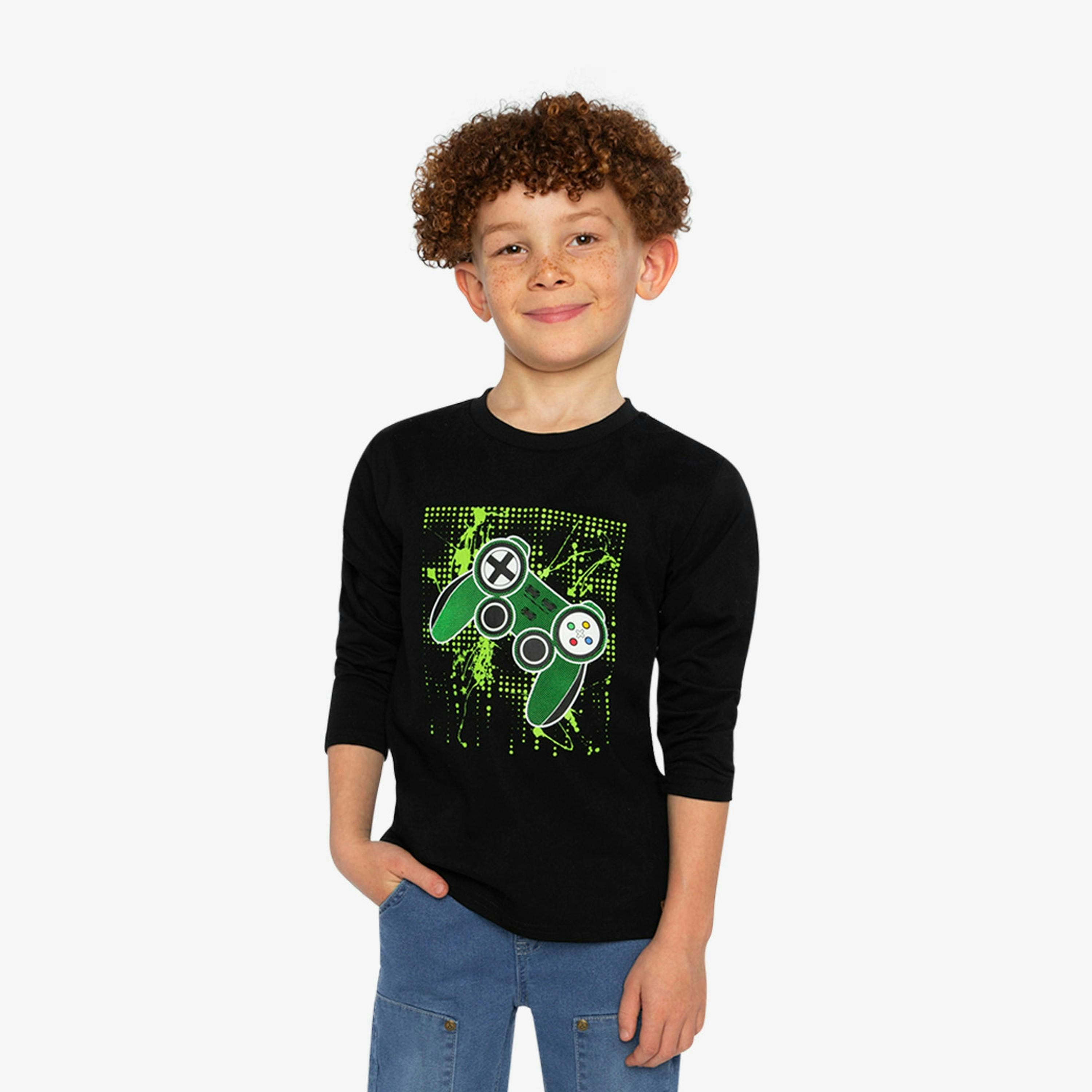 Long Sleeve T-Shirt Black And Green , view 2 of 5