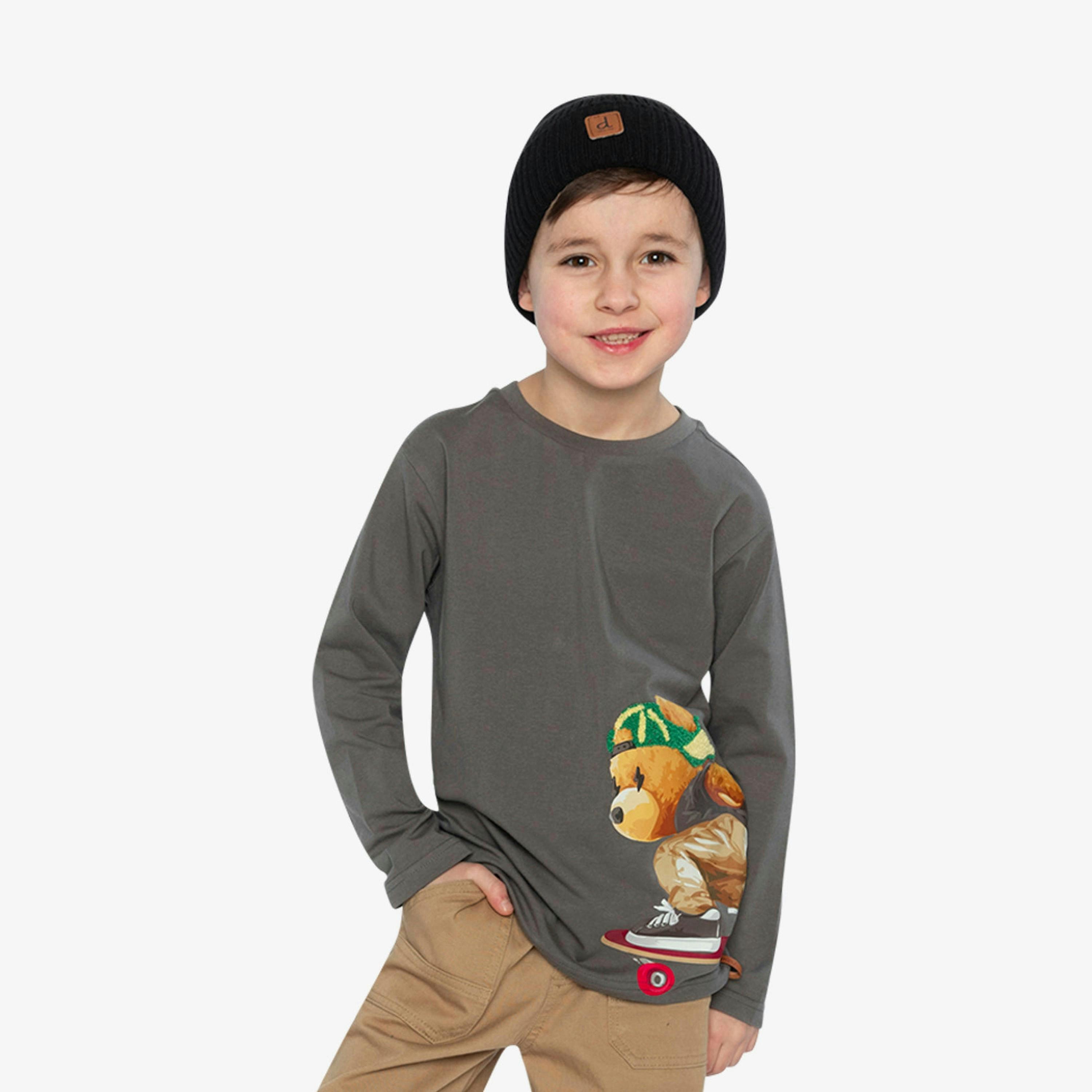 Long Sleeve Organic Cotton T-Shirt Dark Grey , view 3 of 6