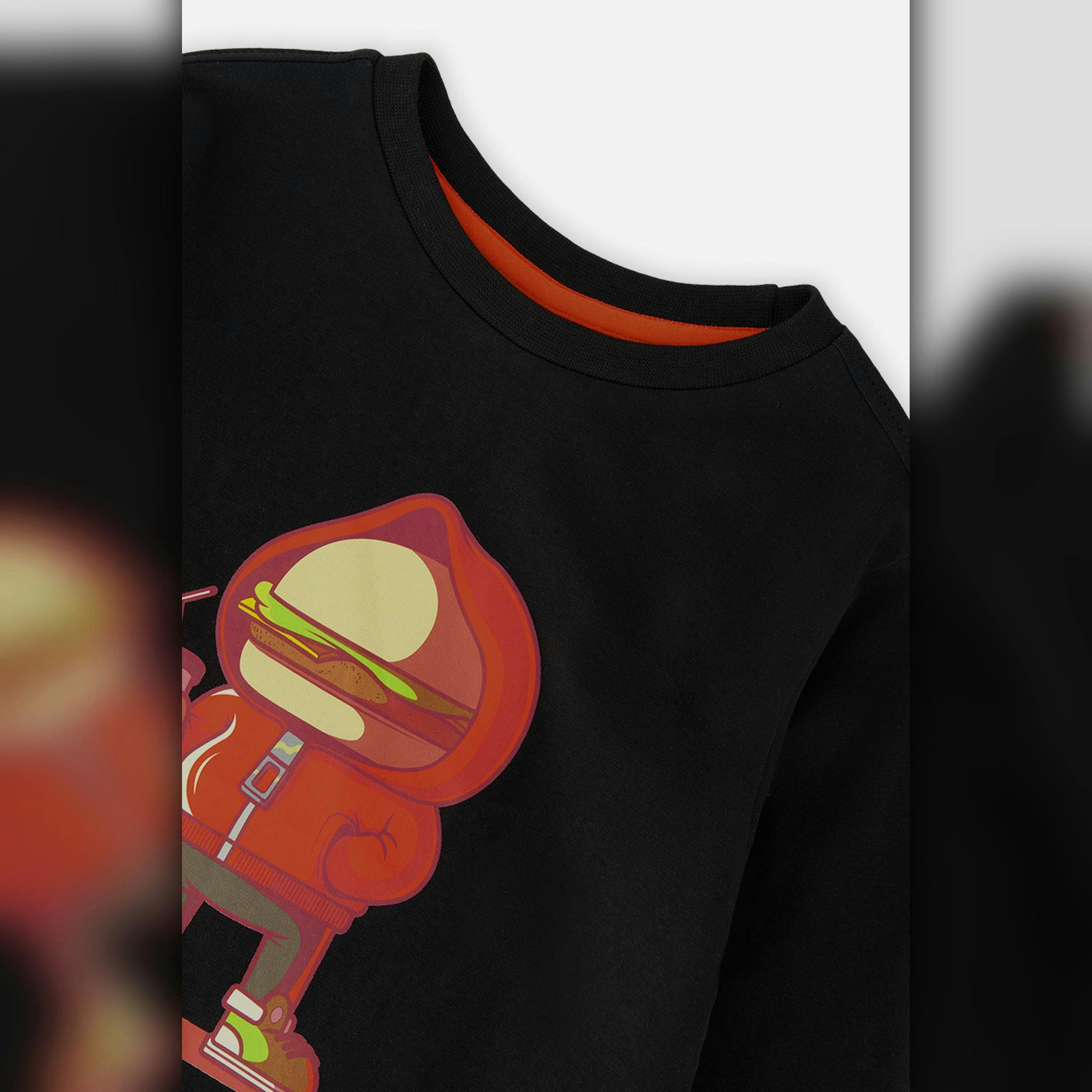 Long Sleeve Organic Cotton T-Shirt Black And Red , view 4 of 5