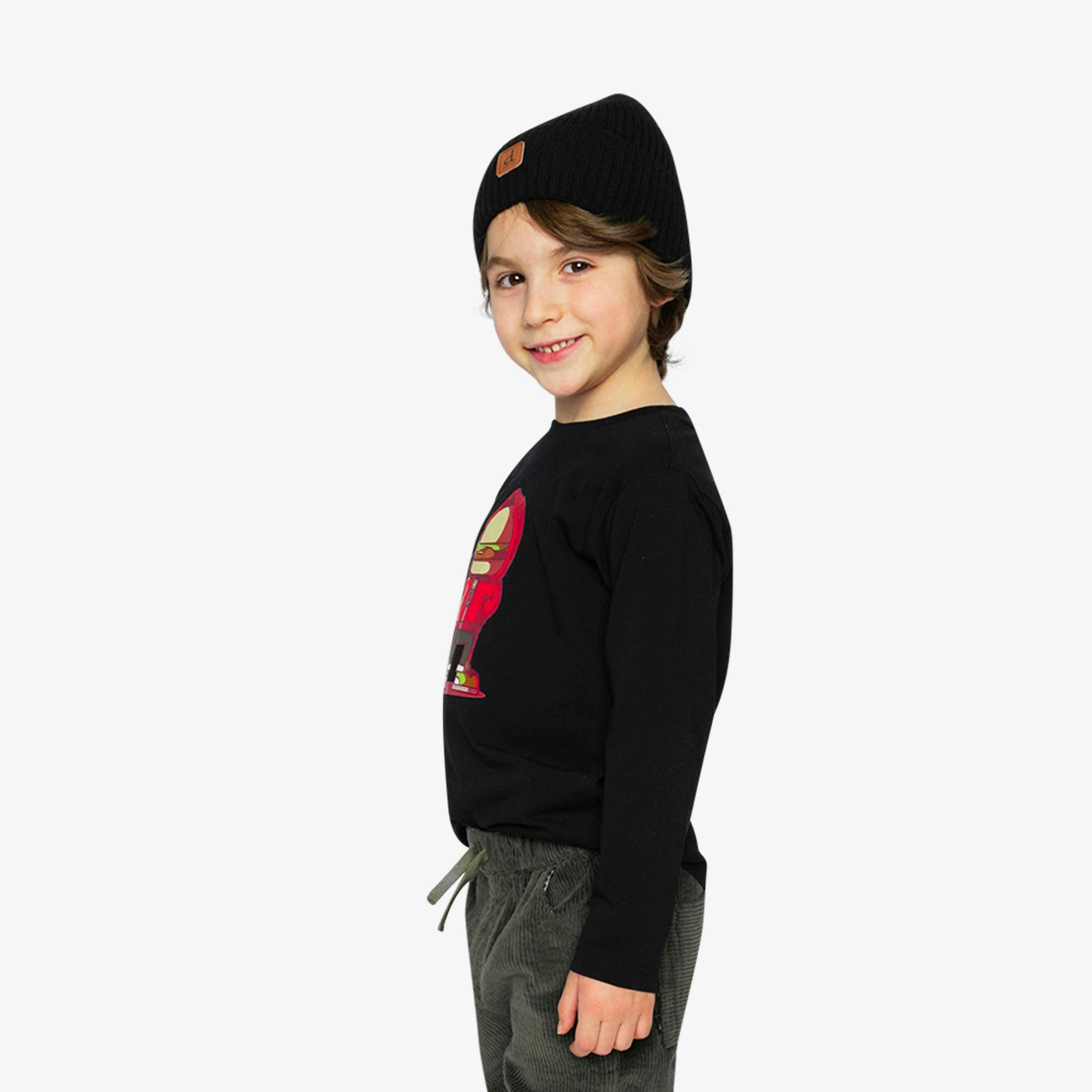 Long Sleeve Organic Cotton T-Shirt Black And Red , view 5 of 5