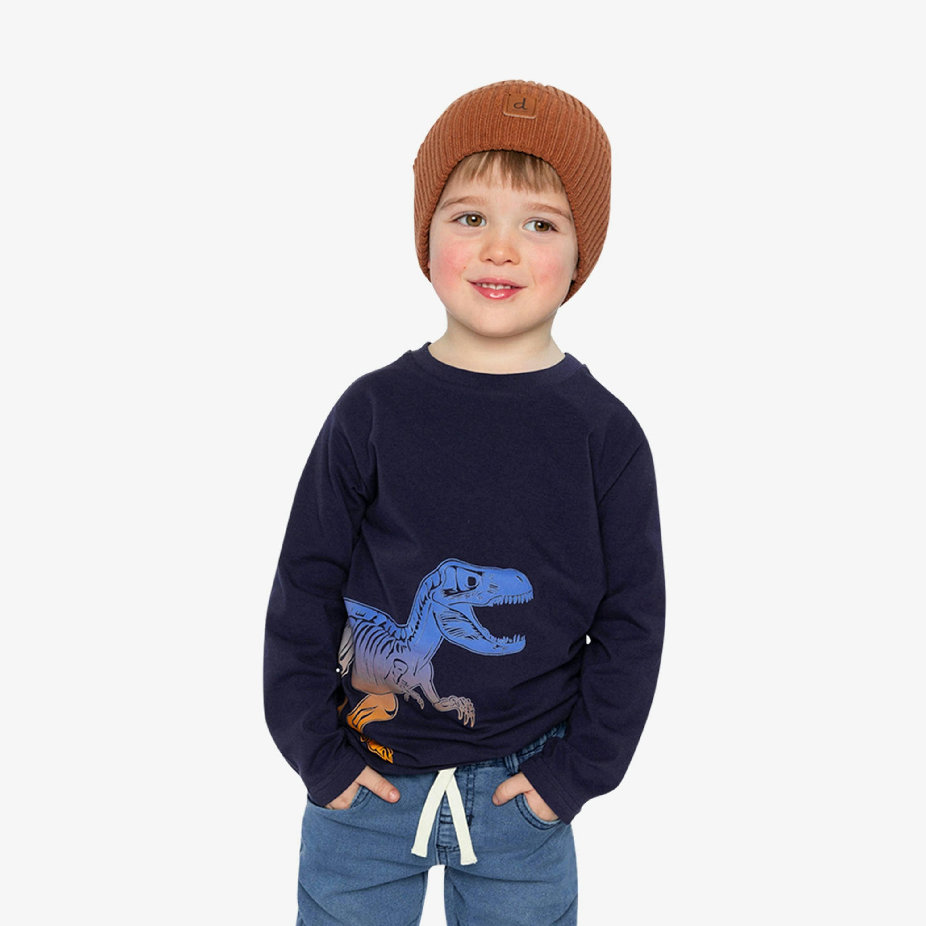 Long Sleeve Organic Cotton T-Shirt Dark Blue And Orange , view 2 of 6