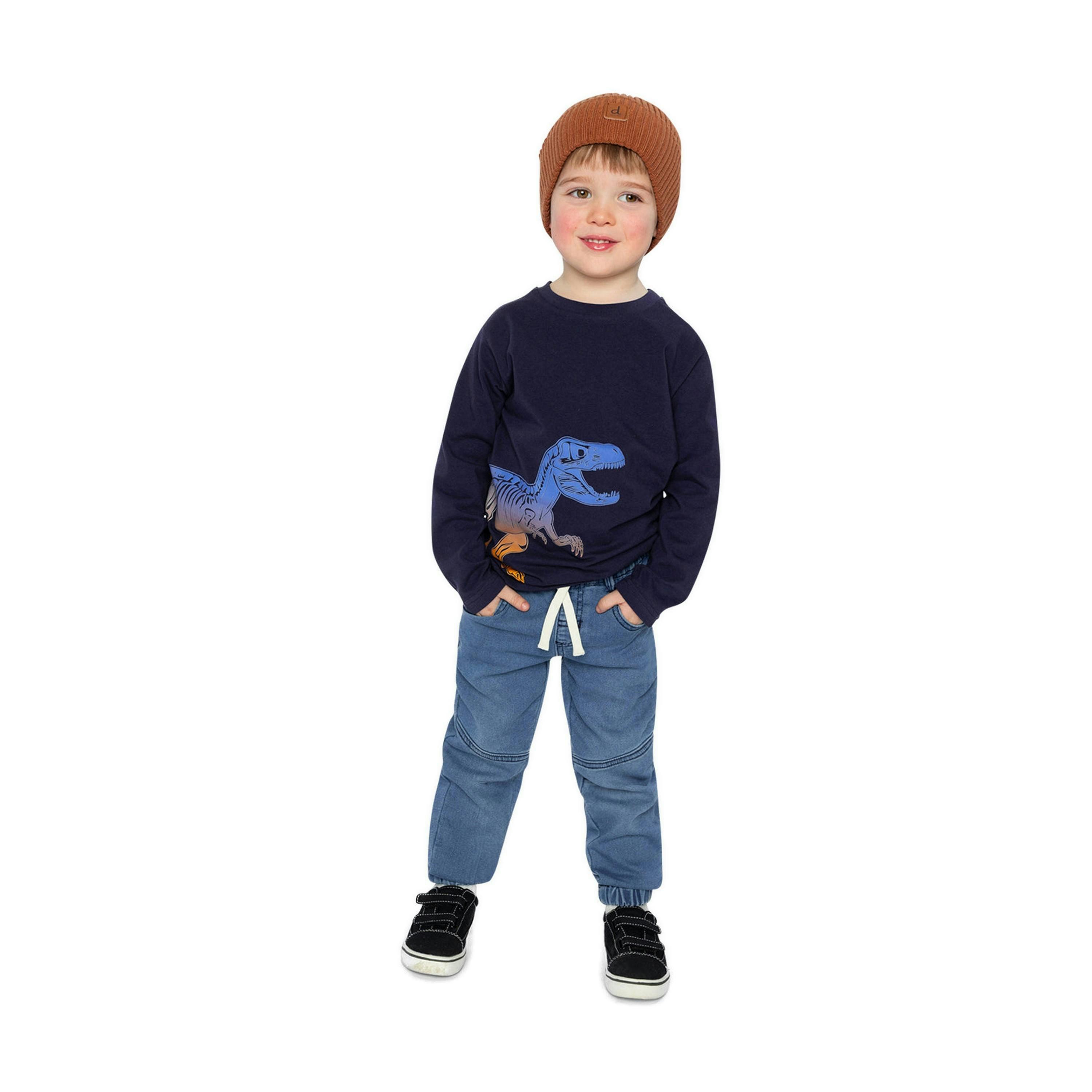 Long Sleeve Organic Cotton T-Shirt Dark Blue And Orange , view 5 of 6