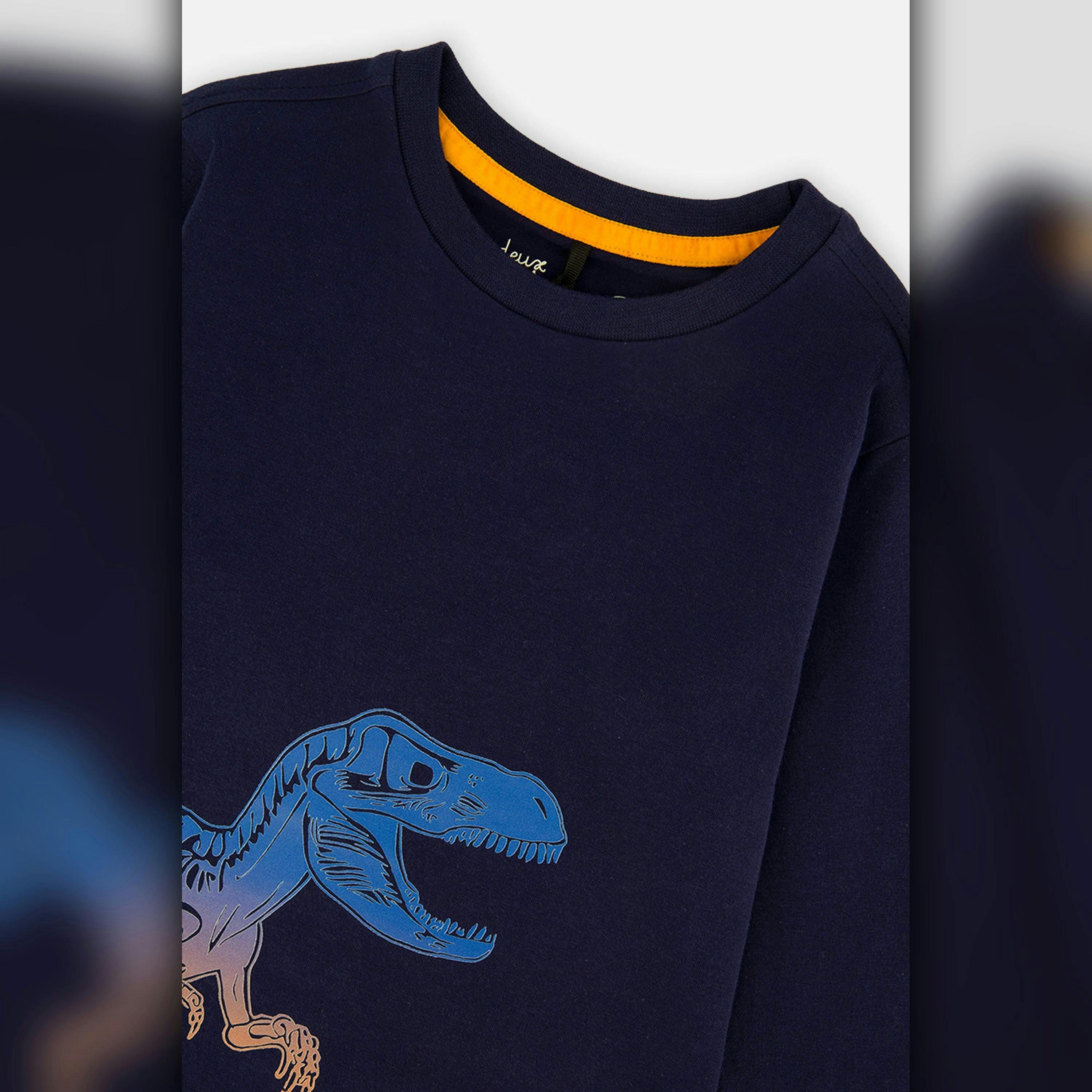 Long Sleeve Organic Cotton T-Shirt Dark Blue And Orange , view 6 of 6