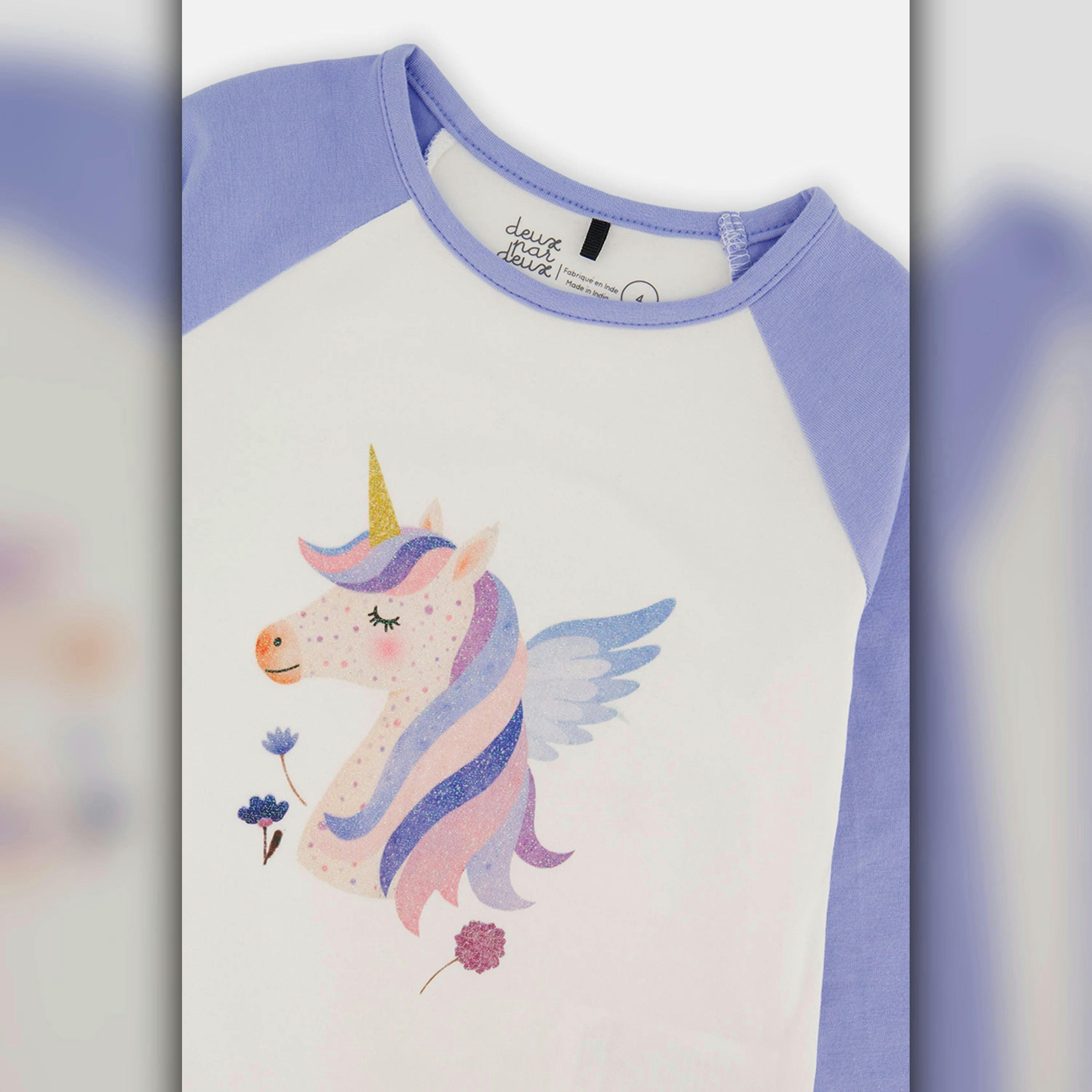 Raglan Organic Cotton T-Shirt Violet And Off-White , view 6 of 6