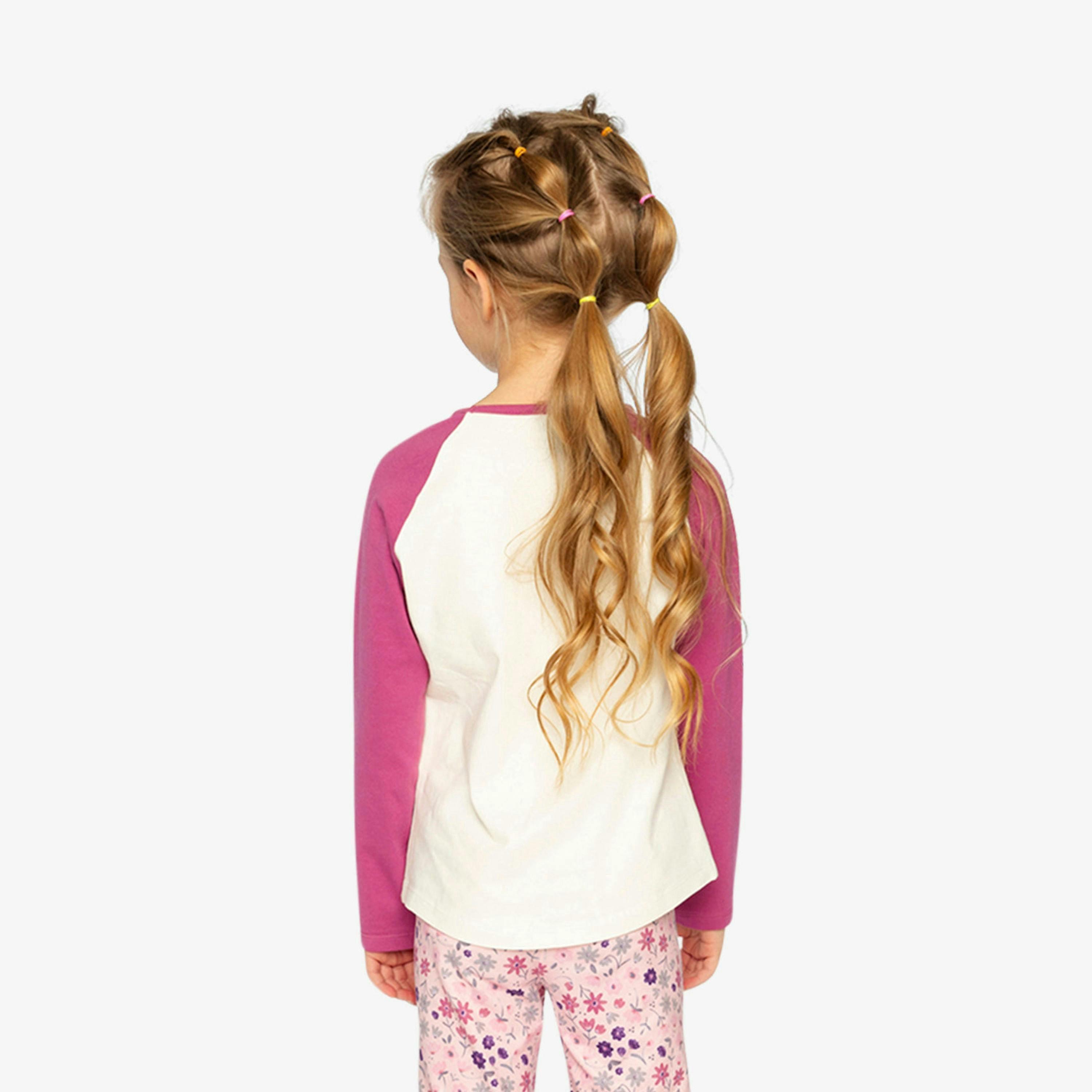 Raglan Organic Cotton T-Shirt Pinkish Violet And White , view 4 of 6
